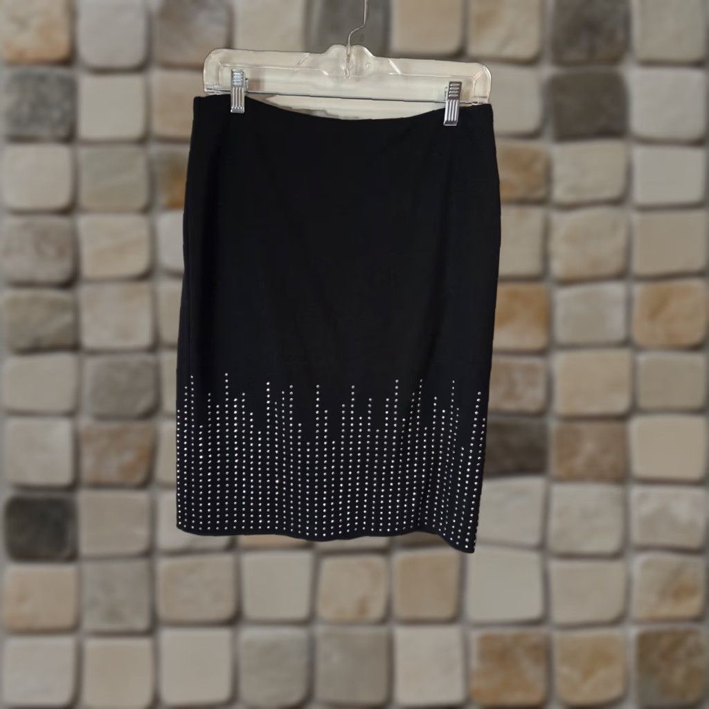 Vintage Ashro Black Studded Pencil Skirt New Wave Womens Size 6 Size 28" / US 6 / IT 42 - 1 Thumbnail