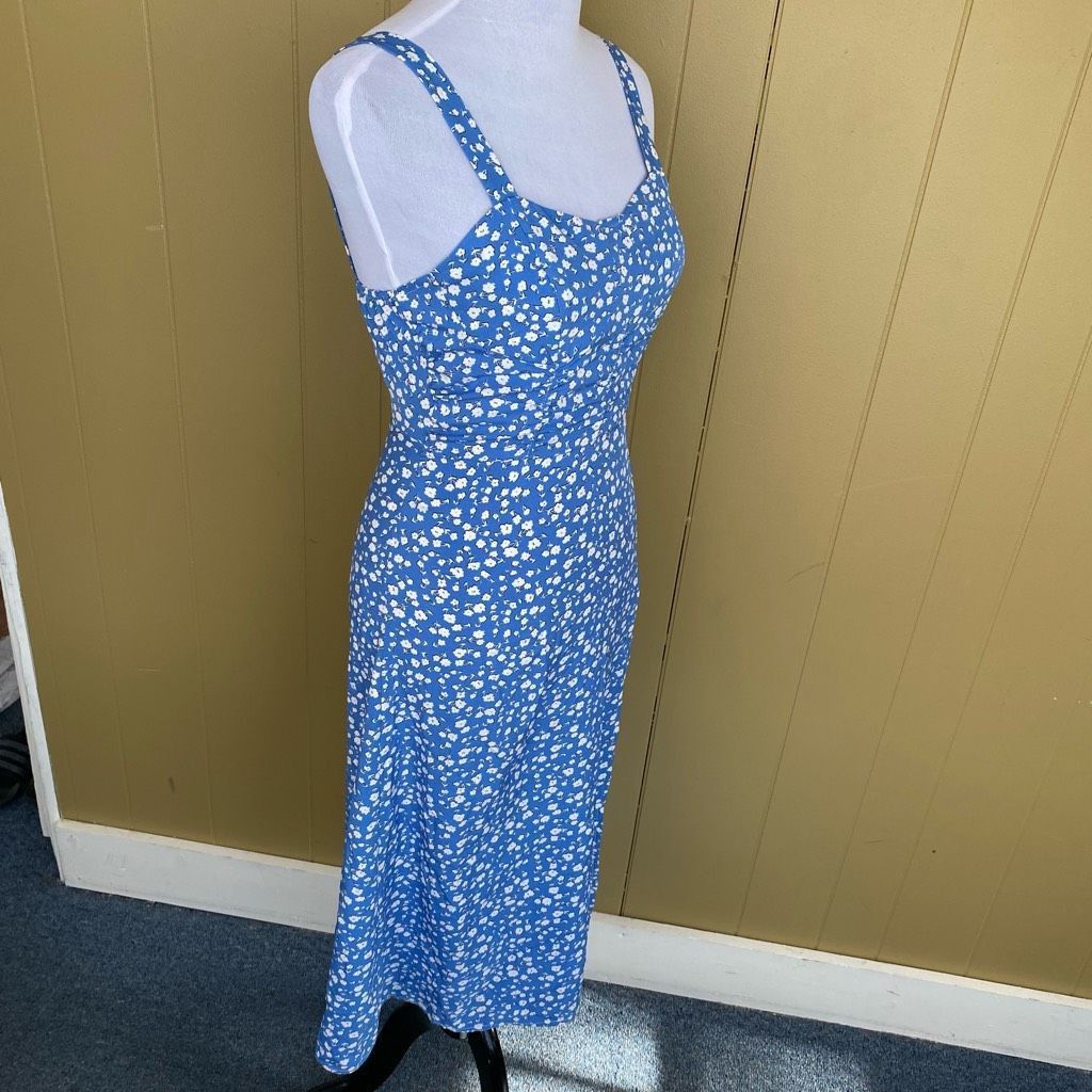 Other Women XS floral print tank top strap fit and flare dress blu Size XS / US 0-2 / IT 36-38 - 5 Thumbnail