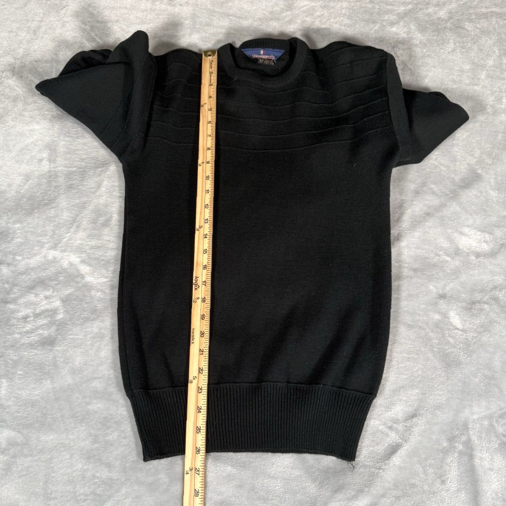 Vintage VINTAGE Hermans Sweater Mens M (Fits S) Slim Fit Wool Acrylic Black Crew Neck Long Sleeve 90s Pullover Size US S / EU 44-46 / 1 - 6 Thumbnail