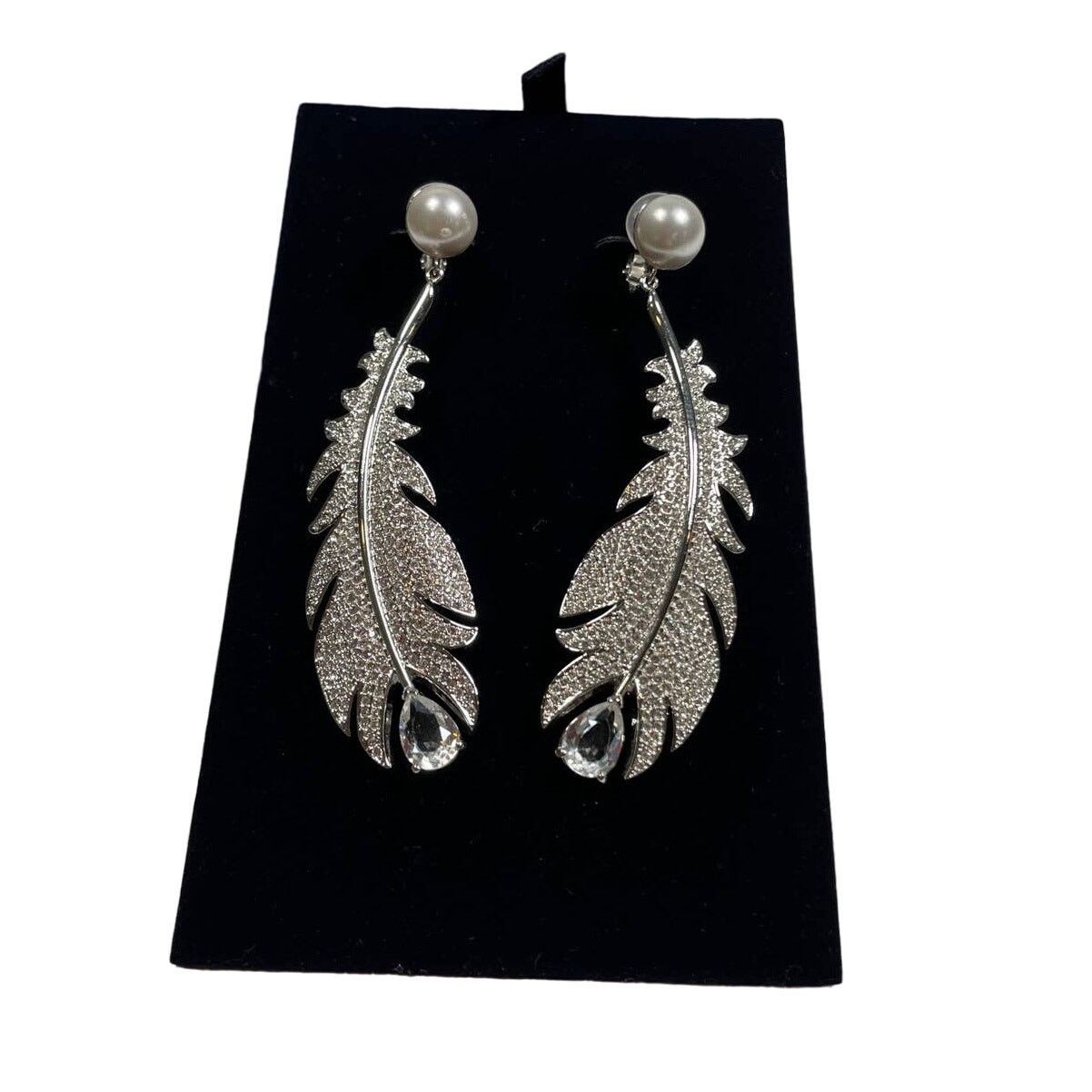 Swarovski Swarovski Nice Feather Talking Piece Clip Earrings Size ONE SIZE - 2 Thumbnail