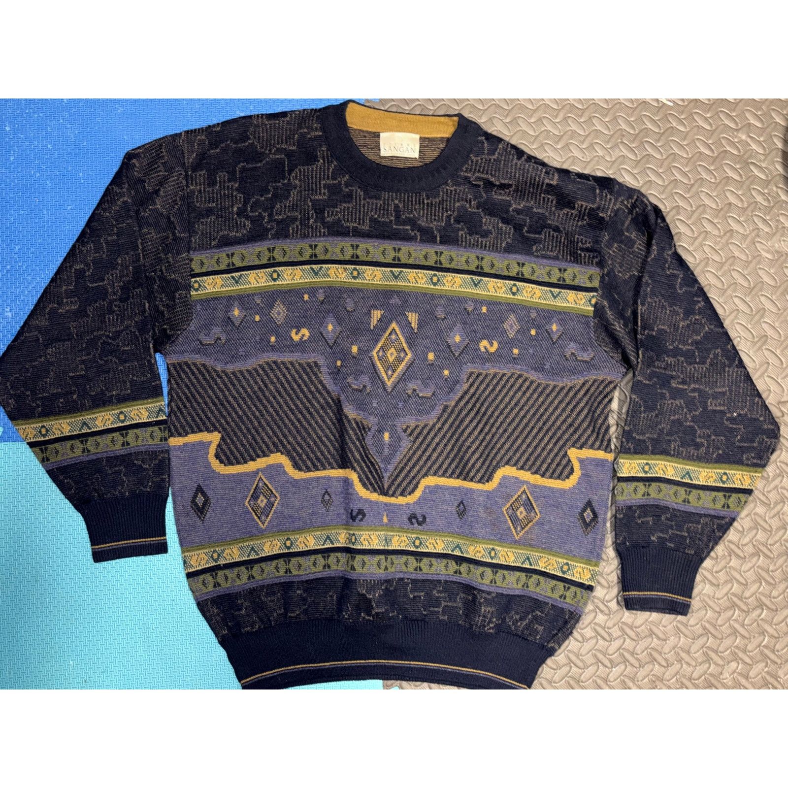 Vintage Vintage Pierre Sangan sweater Crewneck XL navy men’s wool Size US XL / EU 56 / 4 - 1 Thumbnail