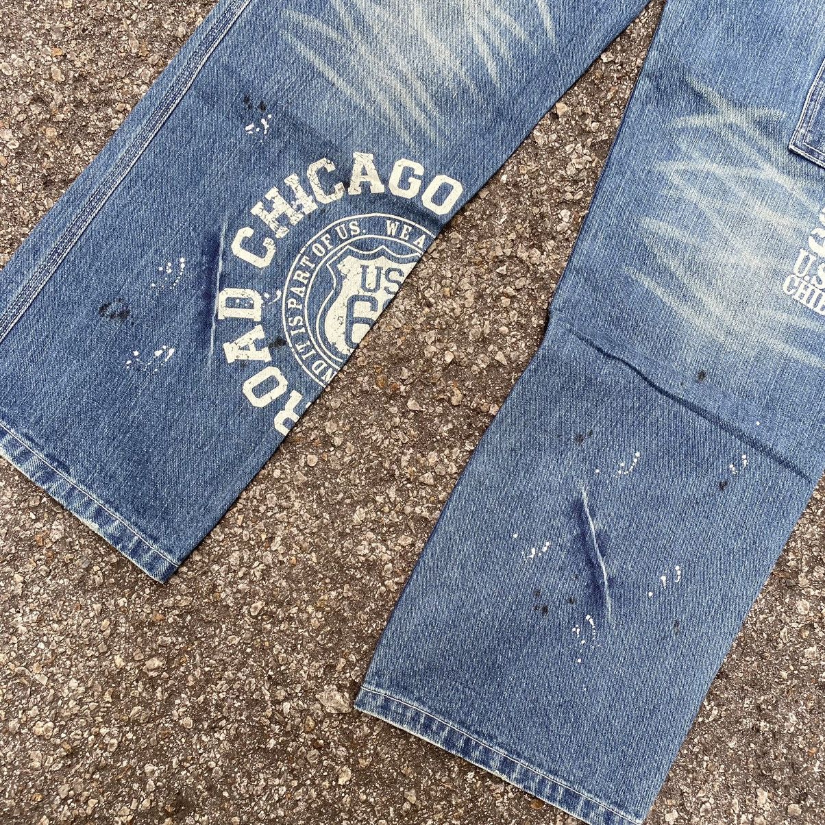 Other Patched Jeans Double Knee Distressed Denim Patchwork Size US 31 - 7 Thumbnail