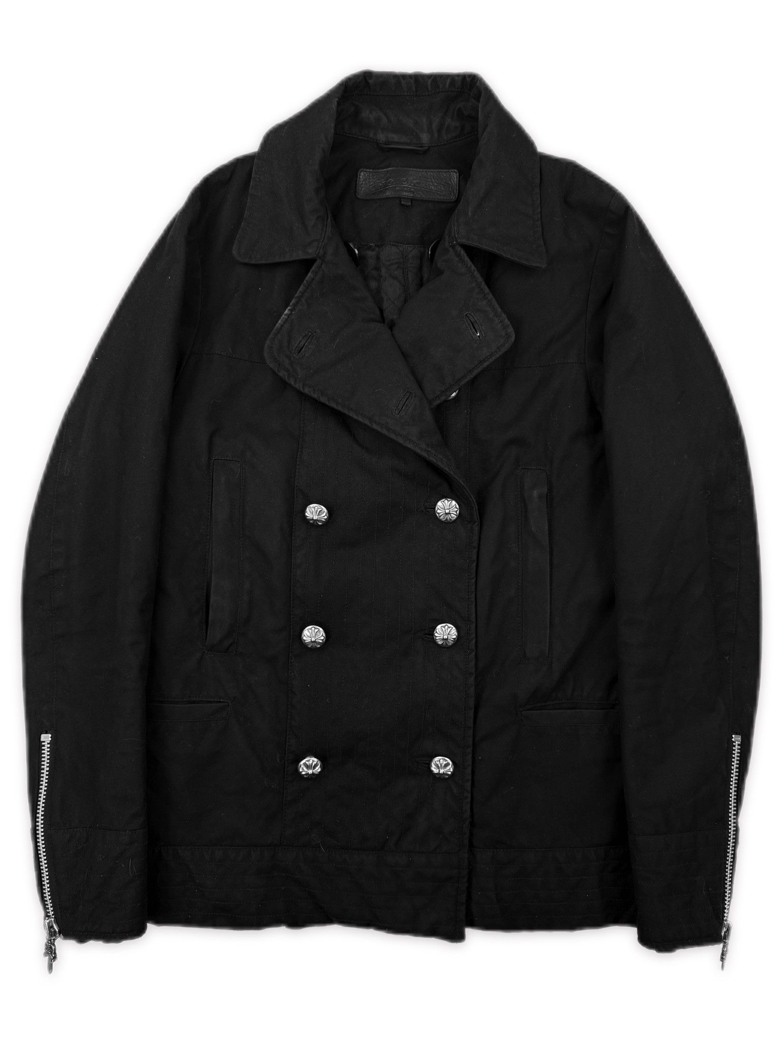 Chrome Hearts Chrome Hearts Dagger Zip Fleur Back Lined Black Peacoat Size US M / EU 48-50 / 2 - 1 Thumbnail