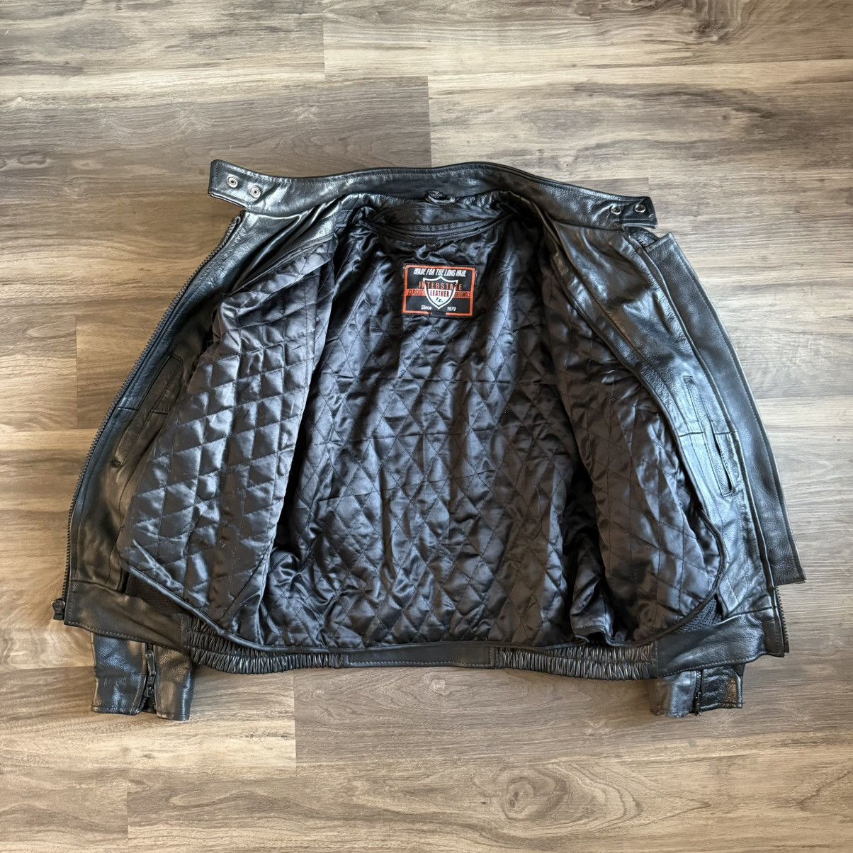 Genuine Leather Interstate Leather Jacket Harley Davidson Eagle Patch Sz M Size US M / EU 48-50 / 2 - 5 Thumbnail