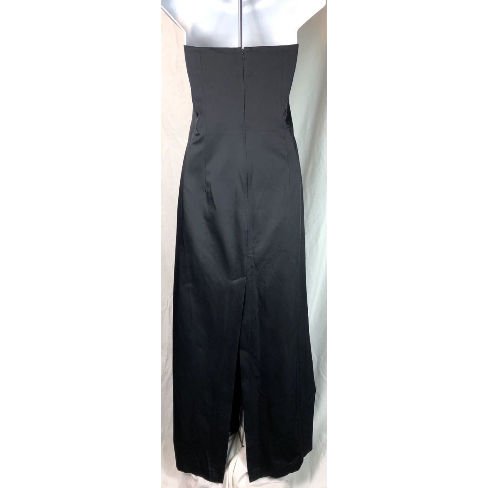 Express Express Strapless Satin Gown Dress 9/10 Black Beaded Boned Bodice Long Lined Prom Formal Glam Dress Size M / US 6-8 / IT 42-44 - 4 Thumbnail