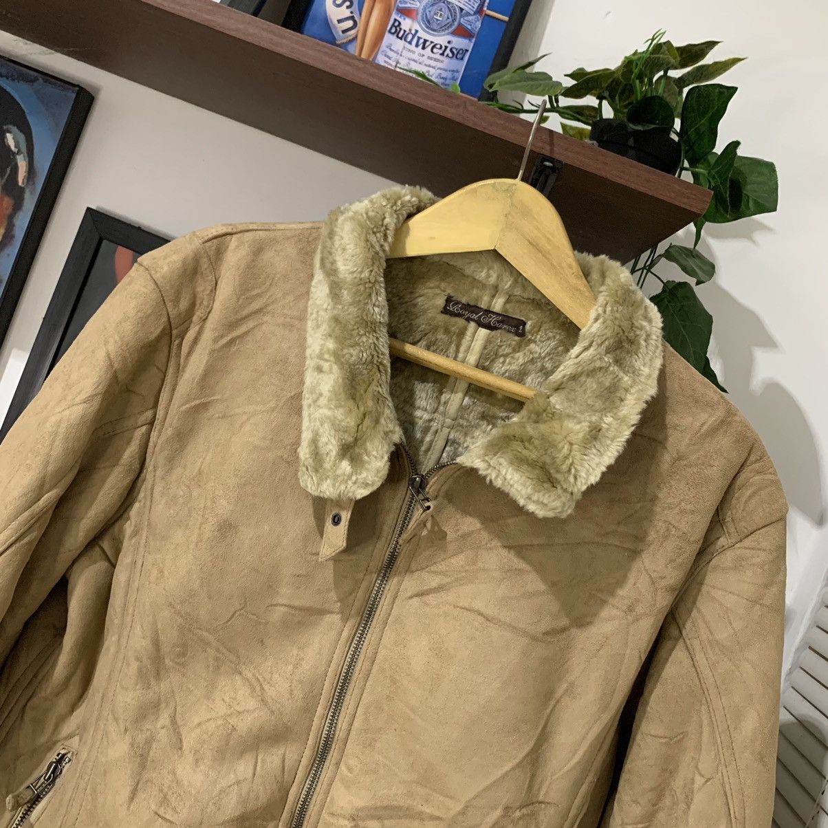Designer × Japanese Brand Royal Harex Faux Fur Zipper Work Suede Shearling jacket Size L / US 10 / IT 46 - 3 Thumbnail