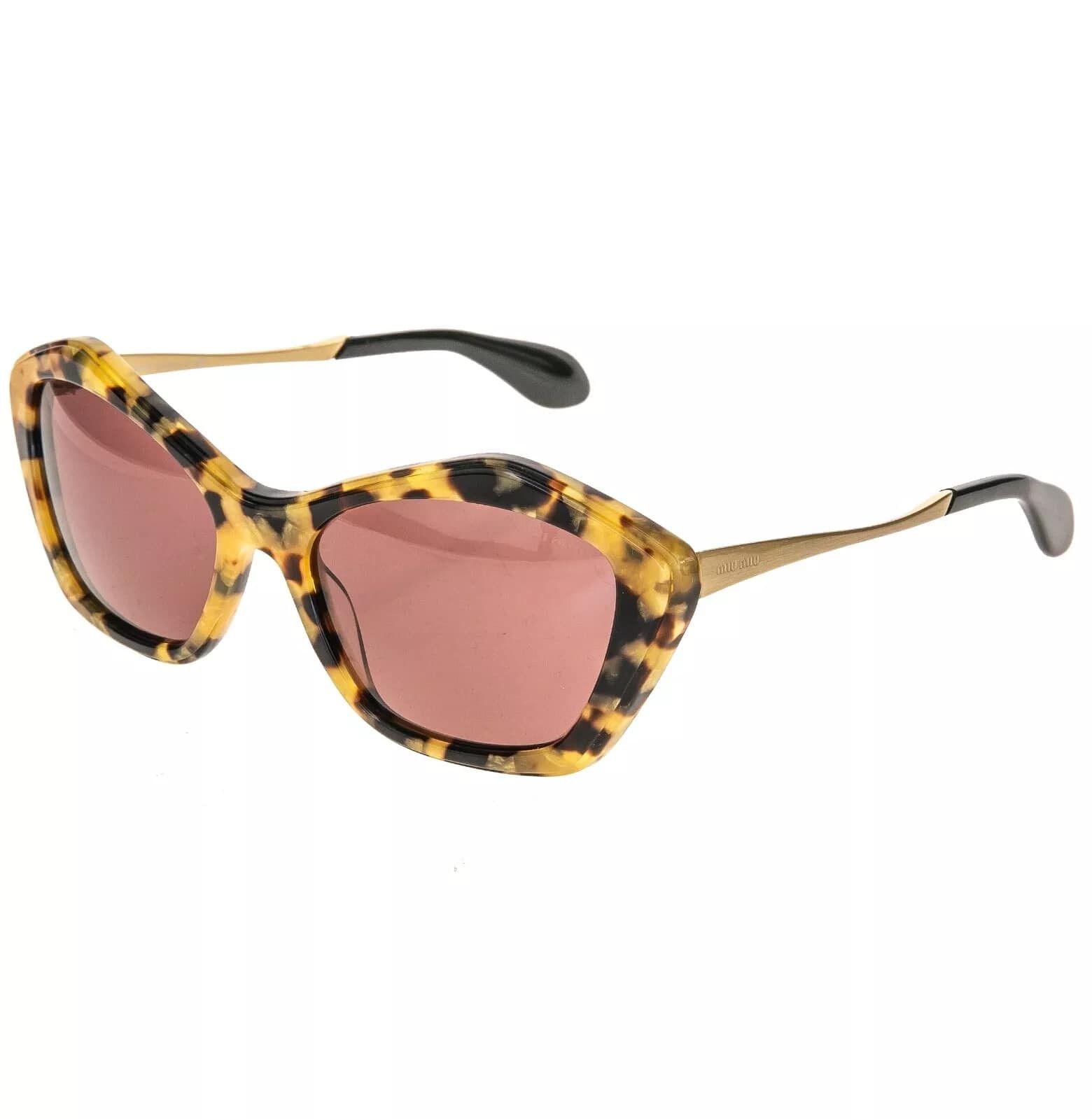 Miu Miu MIU MIU 02O Antique Gold Havana Red Cat Eye Geometric SMU02O Size ONE SIZE - 8 Thumbnail