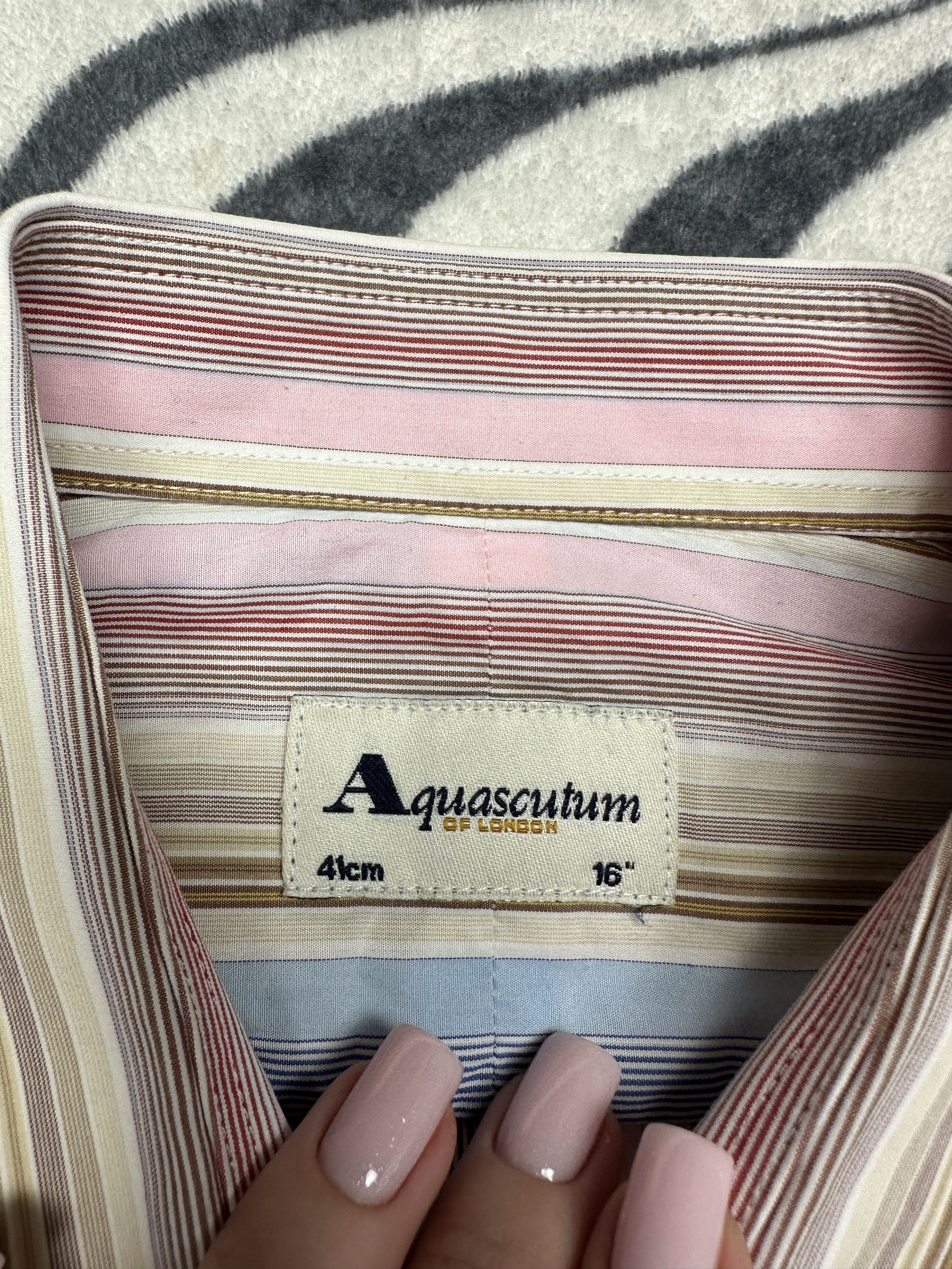 Aquascutum Aquascutum Vintage Mens Long Sleeve Striped Shirt Size US XL / EU 56 / 4 - 3 Thumbnail