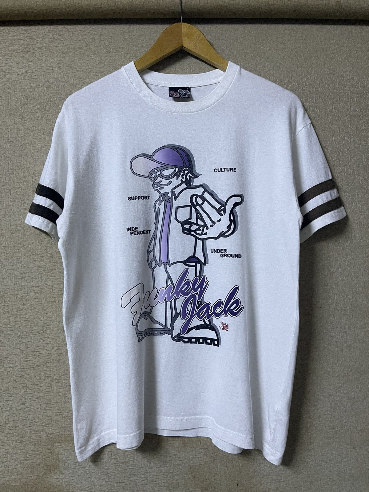 Japanese Brand Y2K Grass Hiter Hip Hop Funky Jack Tshirt Size US L / EU 52-54 / 3 - 1 Thumbnail