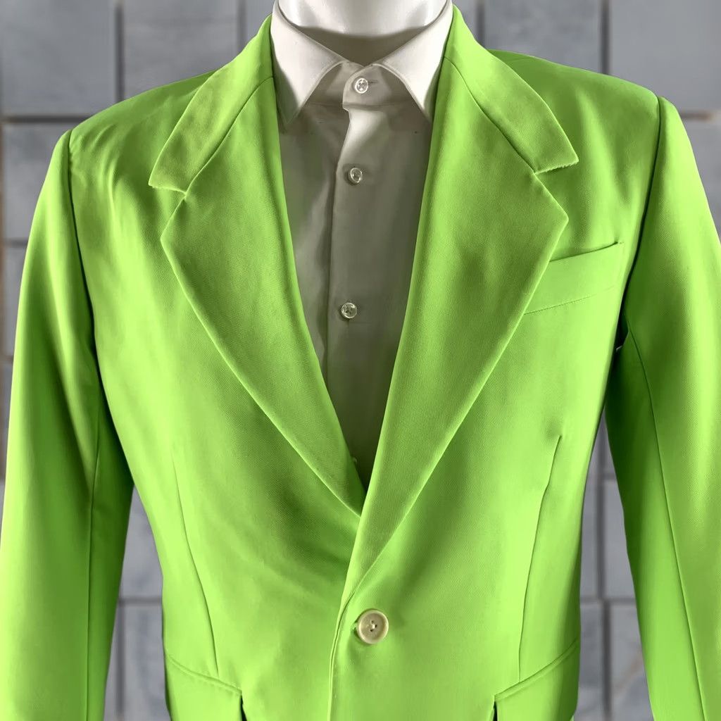 Versace VERSACE Sport Coat Blazer 38 Green Neon Notch Lapel Polyester Blend Adult Mens Size 38R - 1 Thumbnail