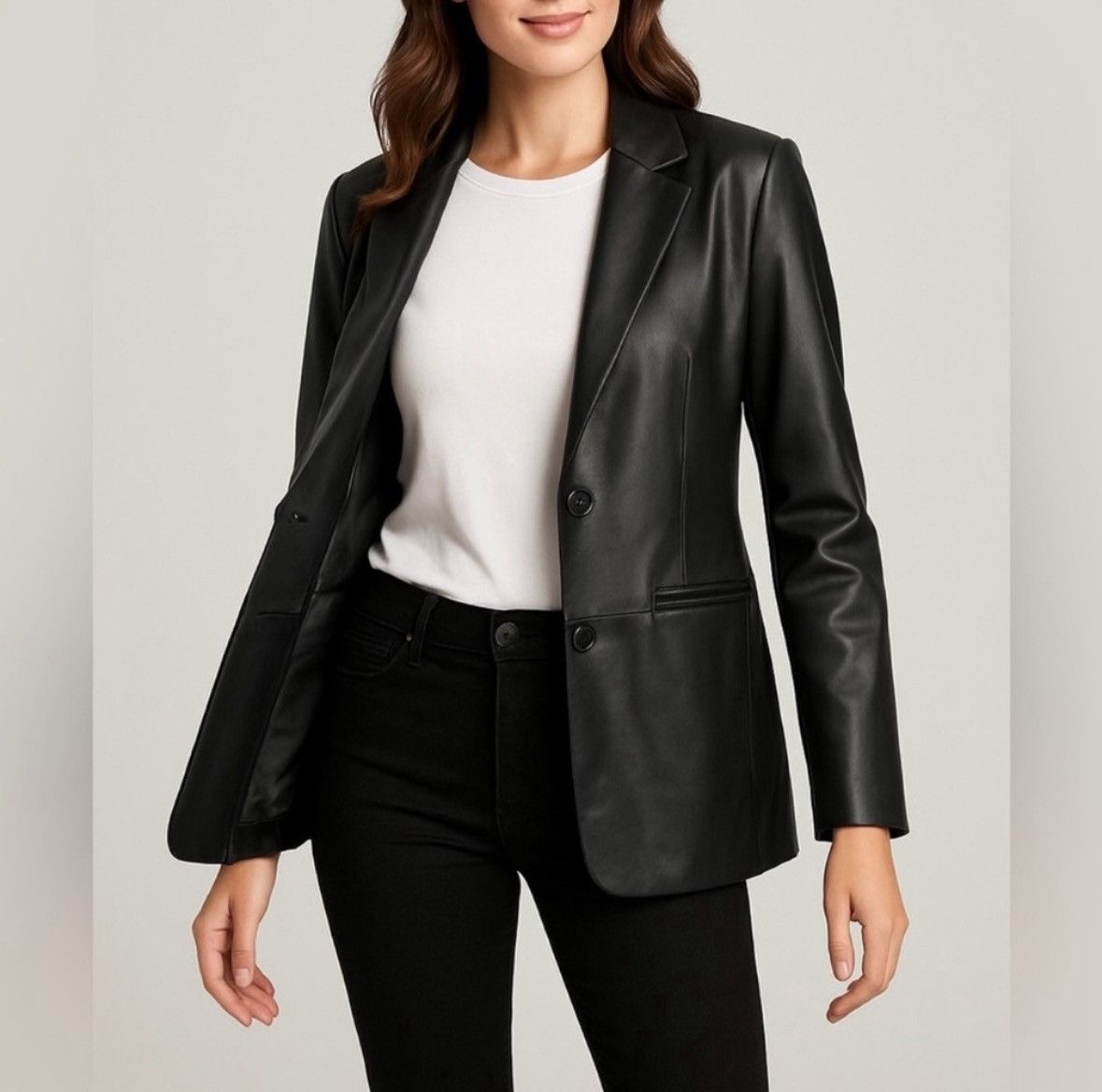 Rebecca Minkoff Rebecca Minkoff Black Lambskin Leather Blazer/Size Small Size S / US 4 / IT 40 - 1 Thumbnail
