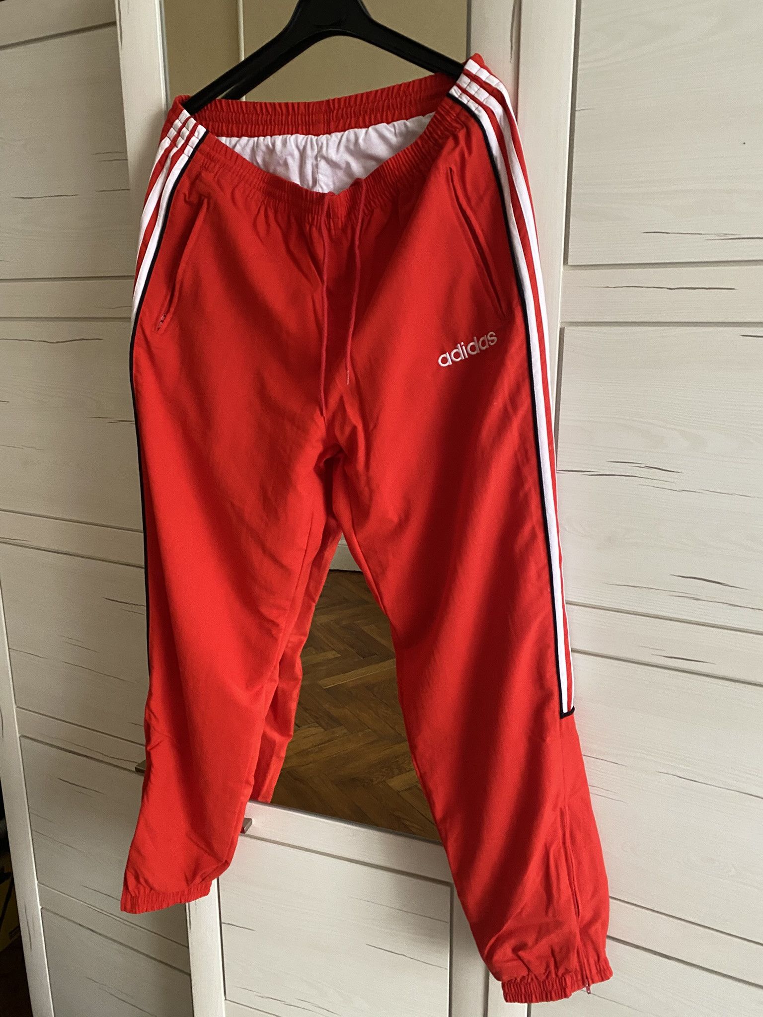 Adidas Adidas Track Pants Red Triple Stripe Vintage 80s Size US 34 / EU 50 - 1 Thumbnail