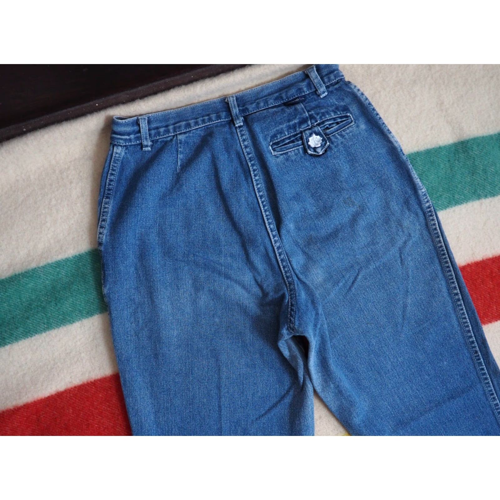 Vintage VTG 80s Normandee Rose High Waist Denim Jeans 28x31 Mom Womens Blue 1980s Look New Wave Pants Size 28" / US 6 / IT 42 - 3 Thumbnail