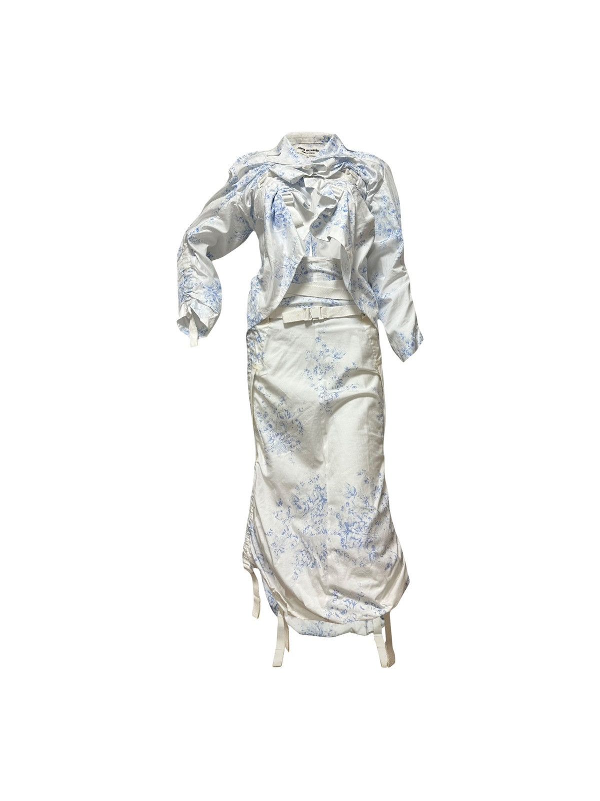image of Junya Watanabe S/s 03 Floral Print Parachute Shirt And Skirt in White, Women's (Size Small)
