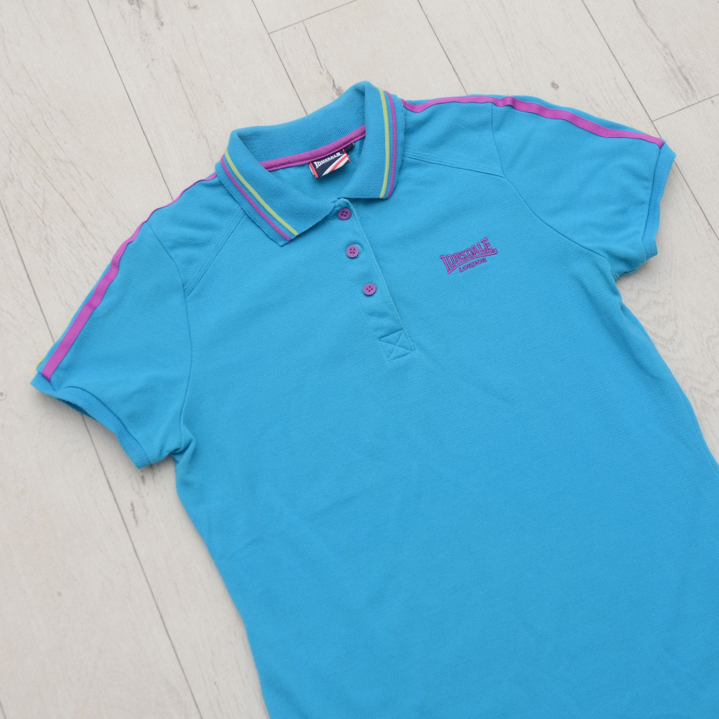 Lonsdale × Vintage Lonsdale London Women's Polo Shirt Blue Pink Trim M Casual Size M / US 6-8 / IT 42-44 - 3 Thumbnail