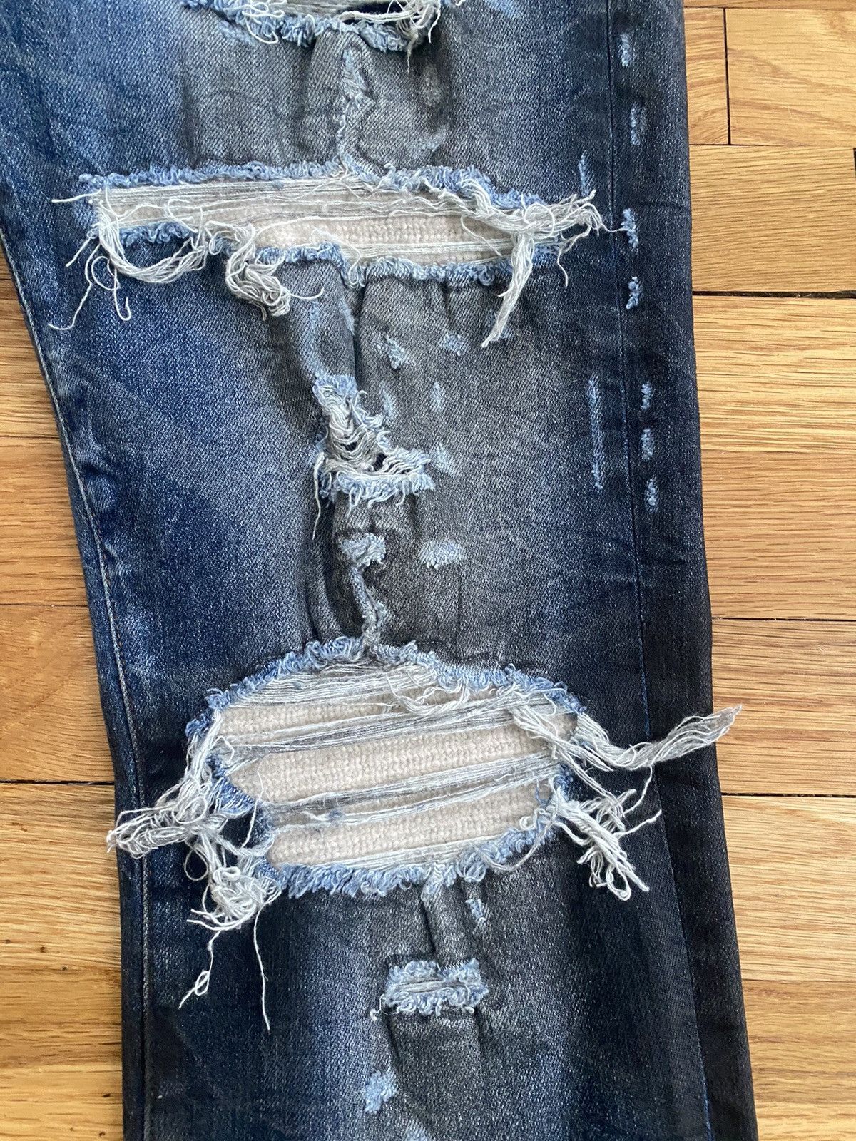 Amiri Amiri Dirty Indigo Cashmere Patch Mx1 Distressed Denim Size US 36 / EU 52 - 3 Thumbnail