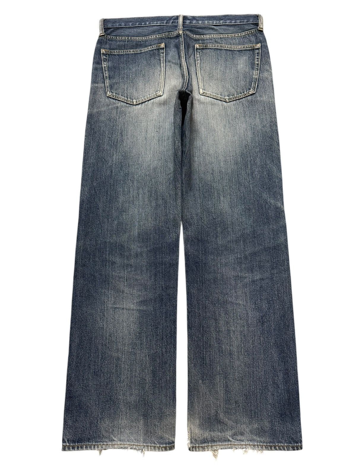GU Vintage Y2K Japanese GU Faded Wash Distress Wide Leg Loose Size US 33 - 2 Thumbnail