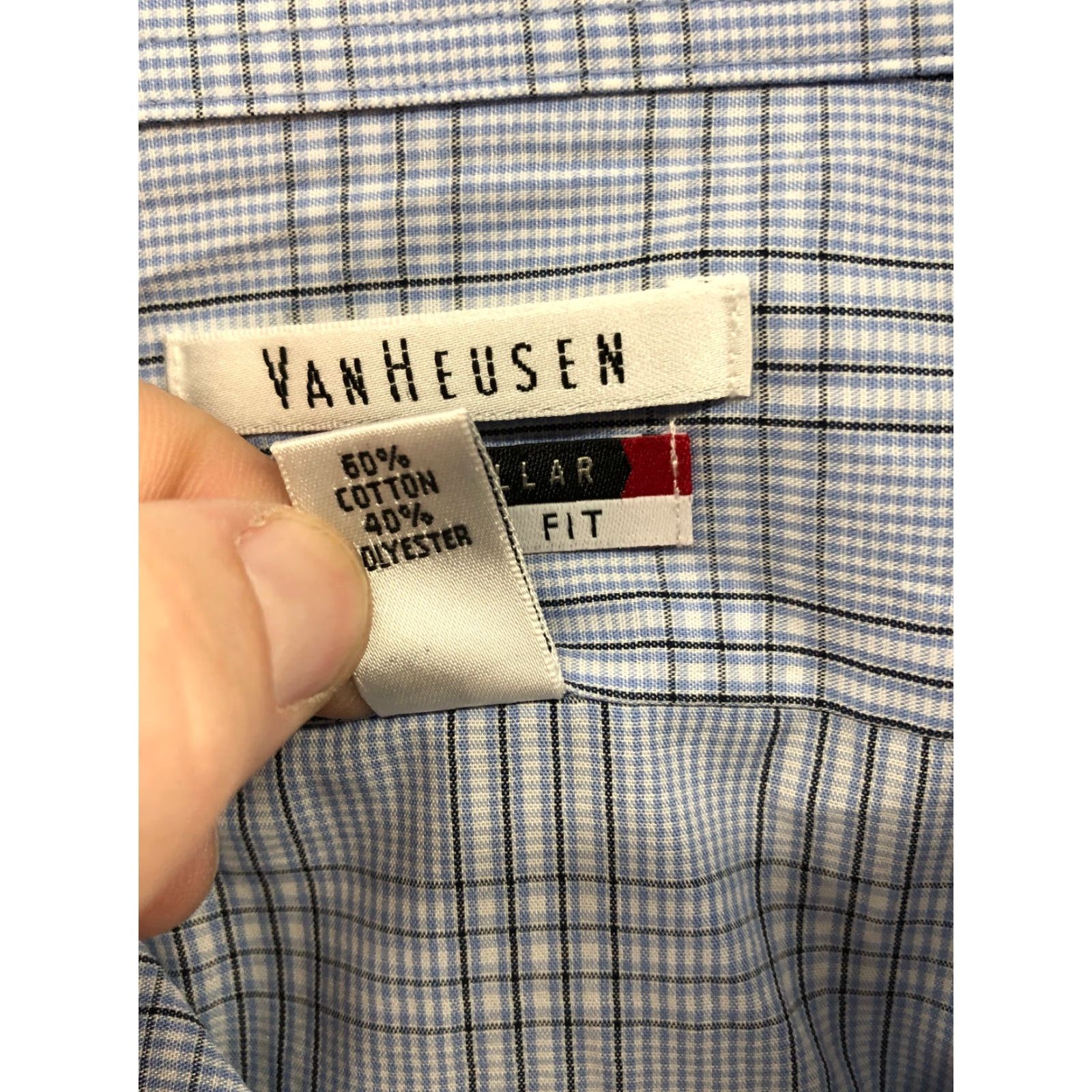 Van Heusen Van Heusen Shirt Mens Blue Plaid Long Sleeve Spread Collar Size M Regular Fit Size US M / EU 48-50 / 2 - 7 Thumbnail