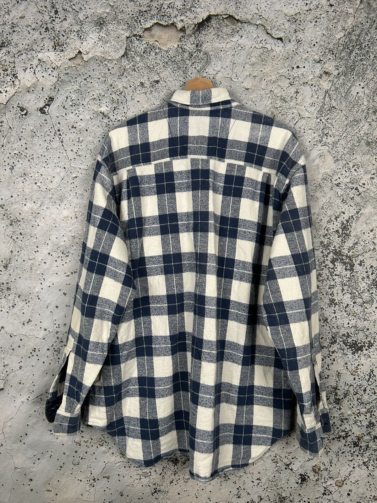Flannel Vintage Flannel Shirt Blue White 90s Workwear Overshirt Size US XL / EU 56 / 4 - 4 Thumbnail