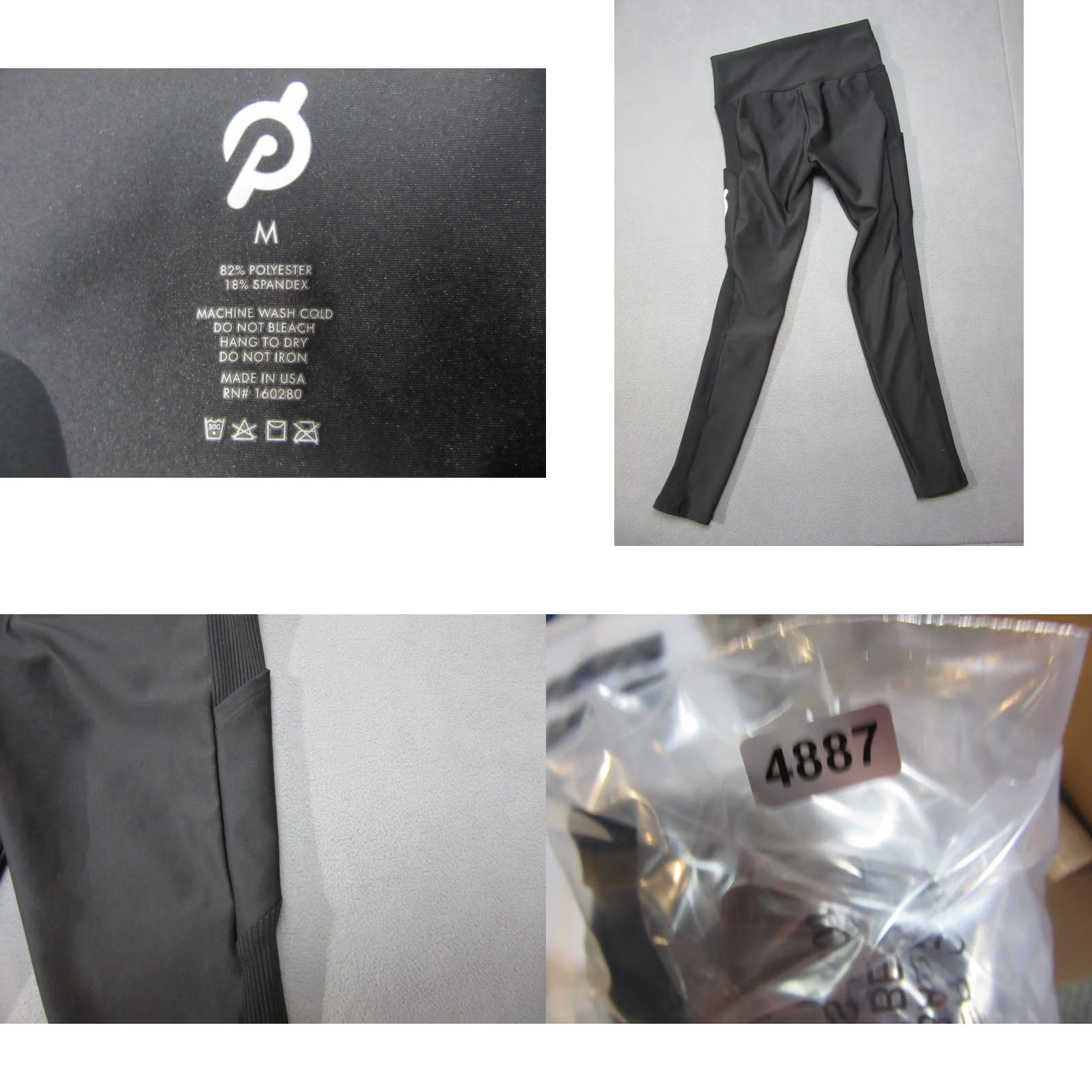 Logo 7 Peloton Leggings Womens Medium Black Ribbed Stretch Logo Mid Rise Gym Workout Size 32" / US 10 / IT 46 - 8 Thumbnail