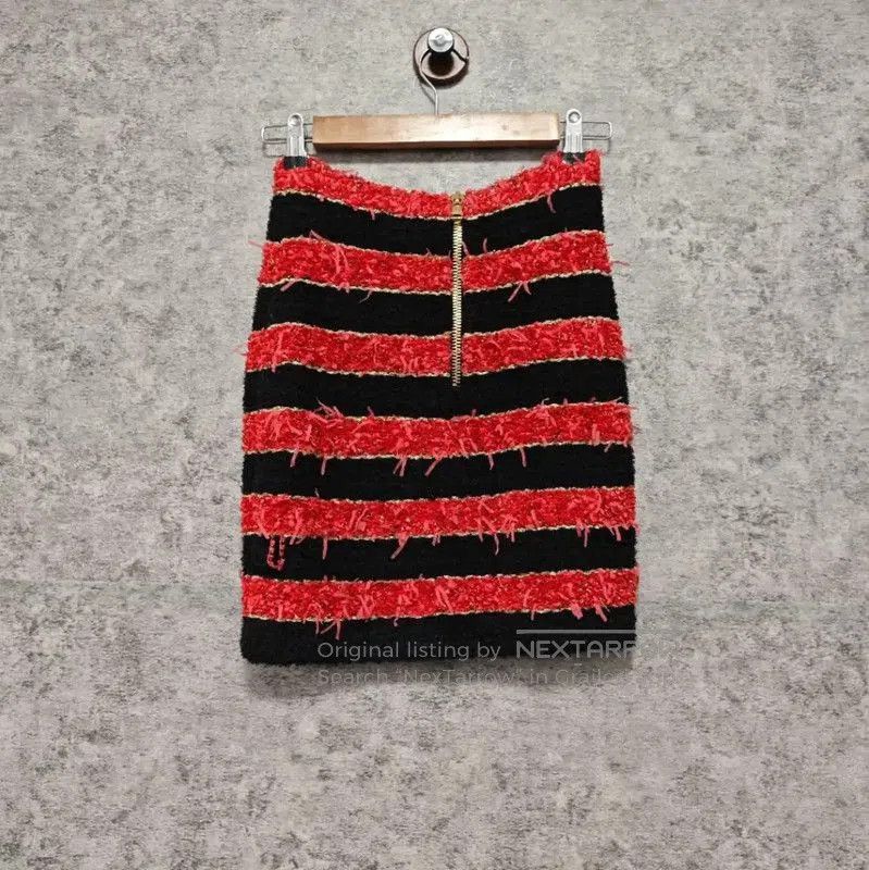 Balmain Balmain Red Striped Cotton Skirt . Size 27" / US 4 / IT 40 - 2 Thumbnail