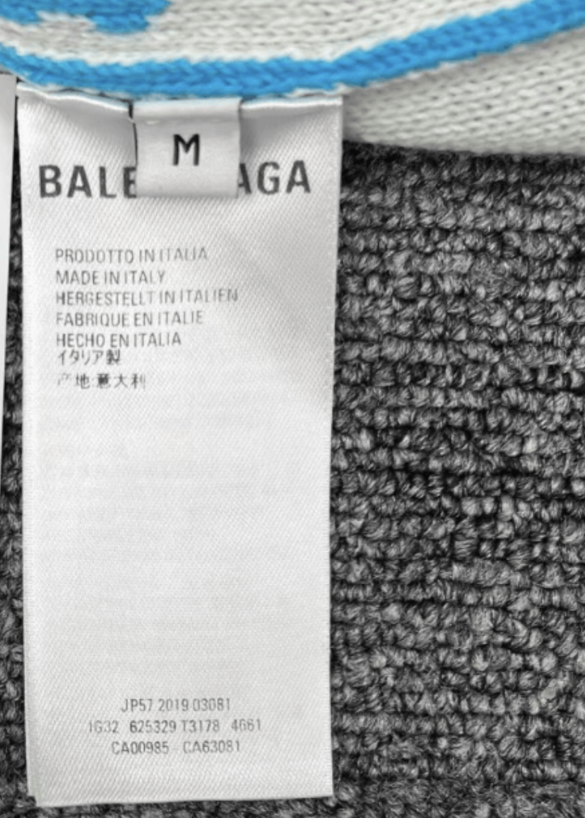 Balenciaga Balenciaga Blue & White All-Over Logo Knit Sweater K12 Size US M / EU 48-50 / 2 - 6 Thumbnail