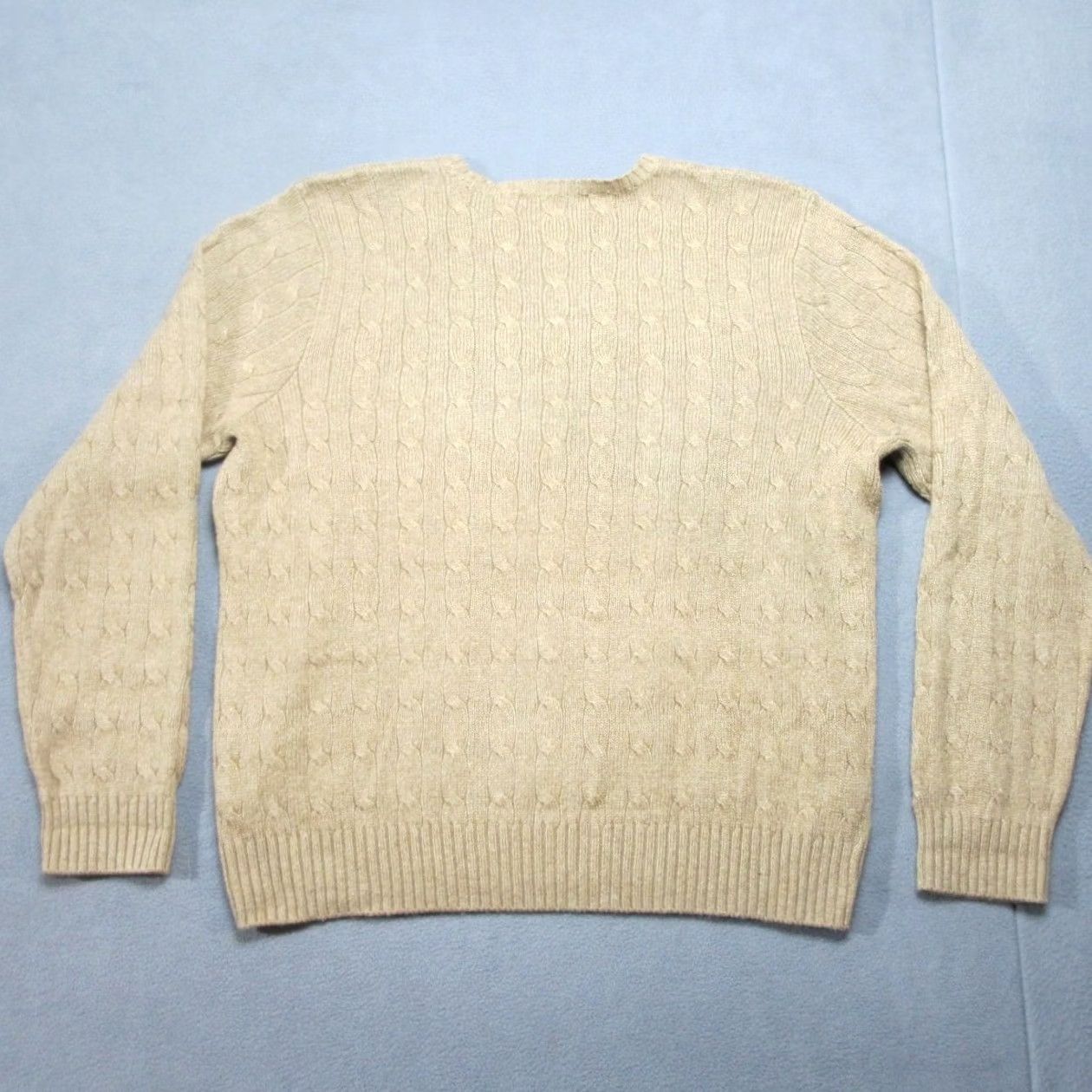 Polo Ralph Lauren Polo Ralph Lauren Sweater Mens XL Beige 100% Silk Cable Knit Pony Logo Crew Neck Pullover Regular Fit Long Sleeve Knit Solid Classic Preppy Teacher? Size US XL / EU 56 / 4 - 4 Thumbnail