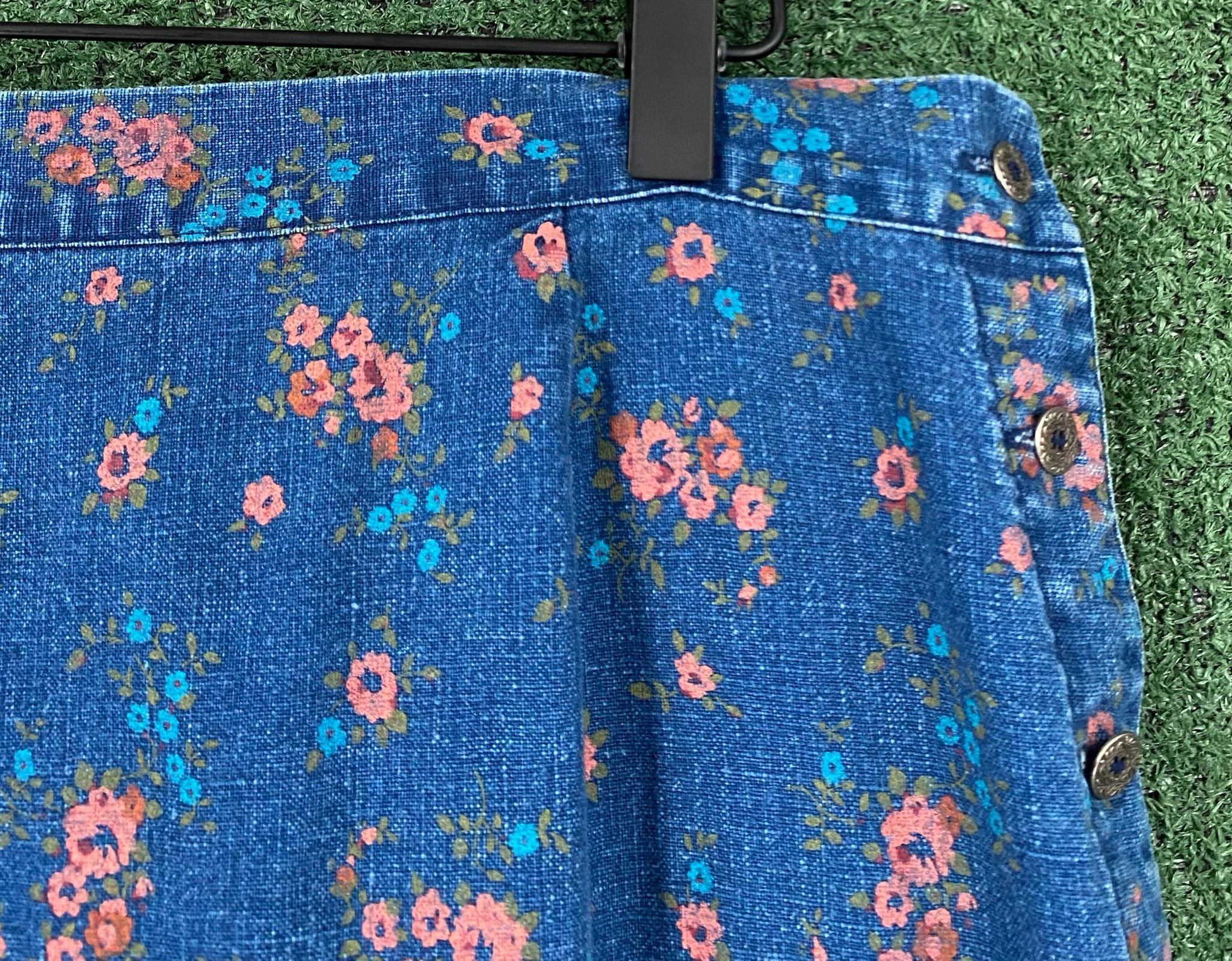 Vintage Y2K Denim Jean Floral All Over Print Long Skirt 34” Waist Size 34" / US 12 / IT 48 - 2 Thumbnail
