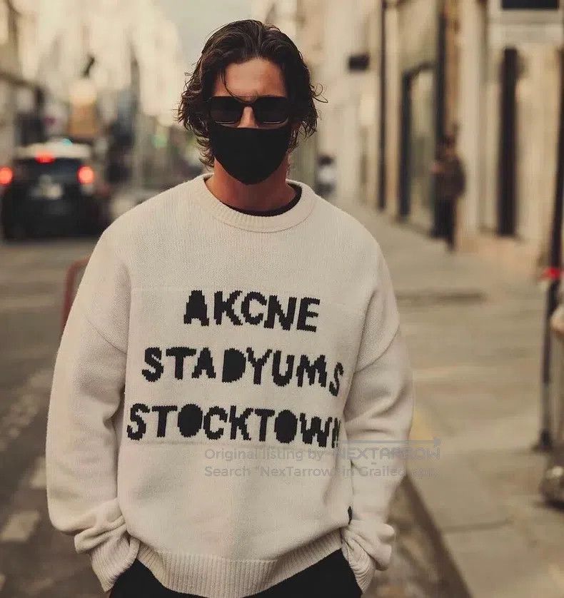 Acne Studios Acne Studios Beige Logo Embroidered Smile Face Wool Sweate Size XS / US 0-2 / IT 36-38 - 6 Thumbnail