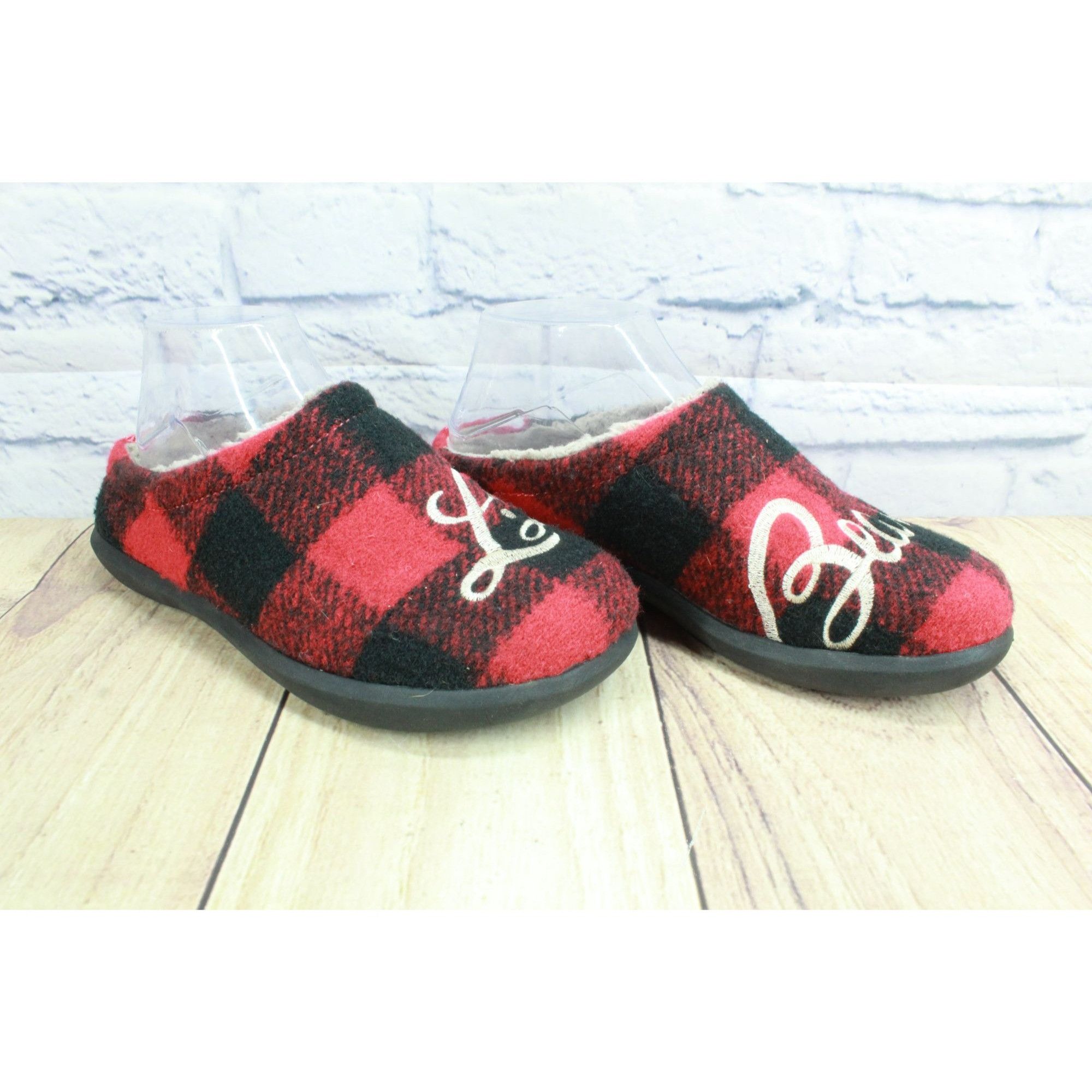 L.L. Bean LL Bean Red Wool Buffalo Check Slipper Scuffs Women's Size 7 Size US 7 / IT 37 - 4 Thumbnail