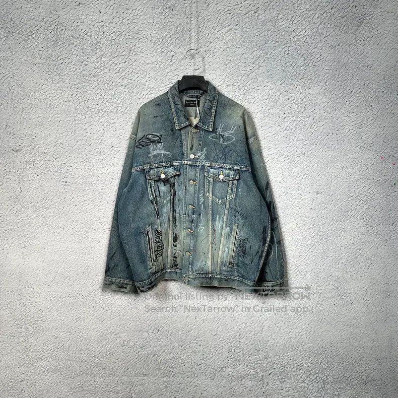 Balenciaga Balenciaga Washed distressed graffiti print single-breaste Size US M / EU 48-50 / 2 - 1 Thumbnail
