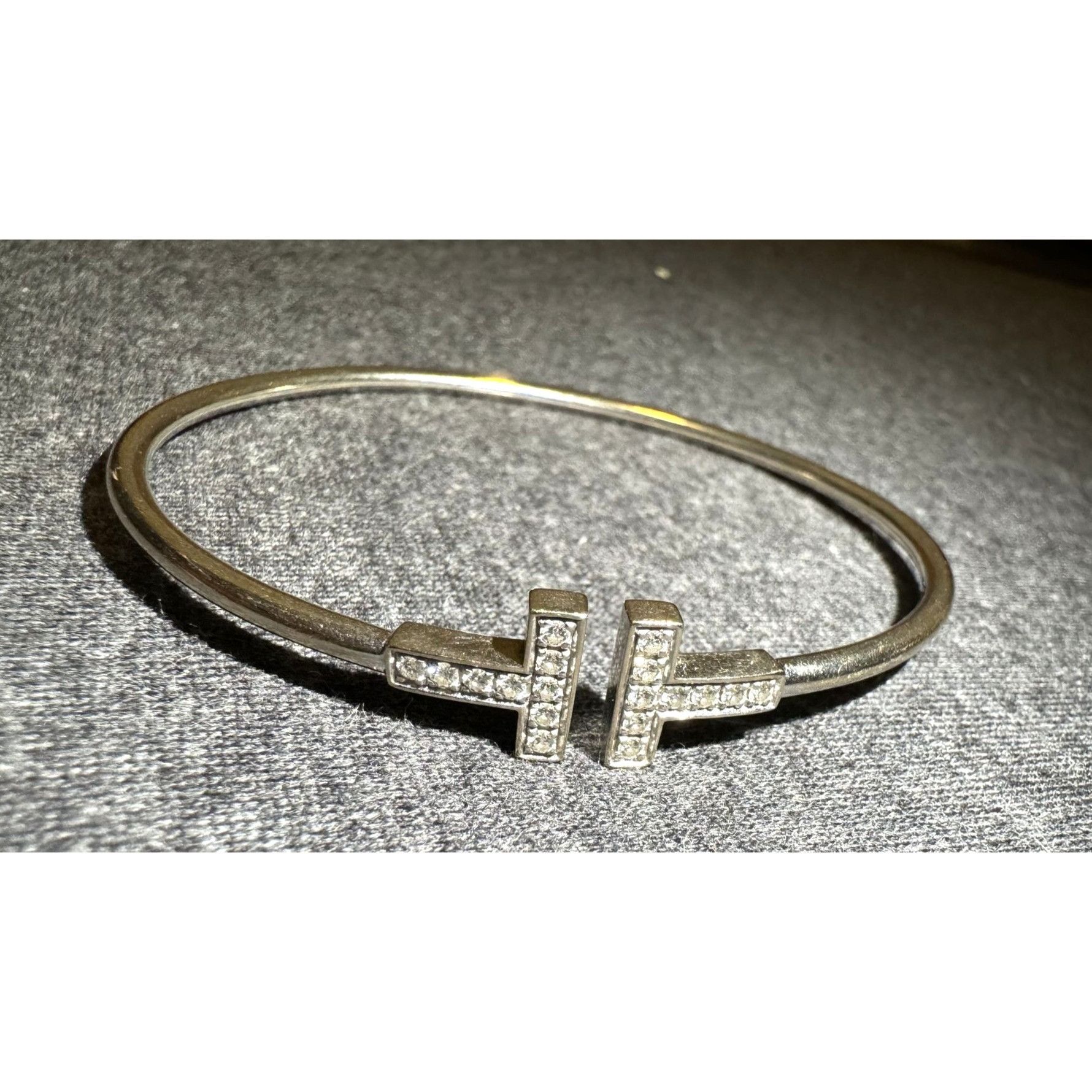 Tiffany & Co. Tiffany & Co. 18K Gold Diamond T Bangle Bracelet Made In Ita Size ONE SIZE - 1 Thumbnail