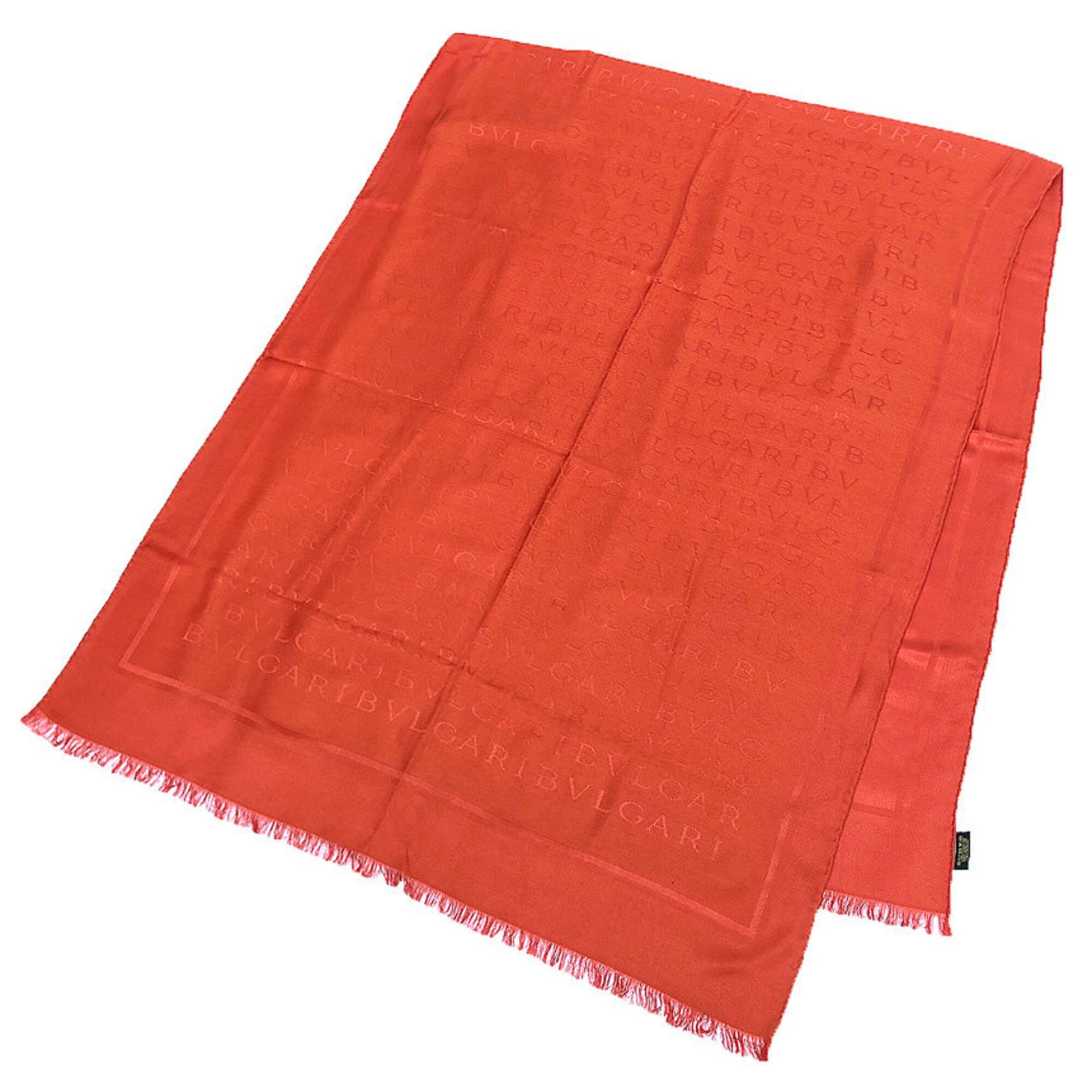 Bvlgari BVLGARI Bulgari Mania Shawl Scarf Orange Silk Wool Size ONE SIZE - 1 Thumbnail