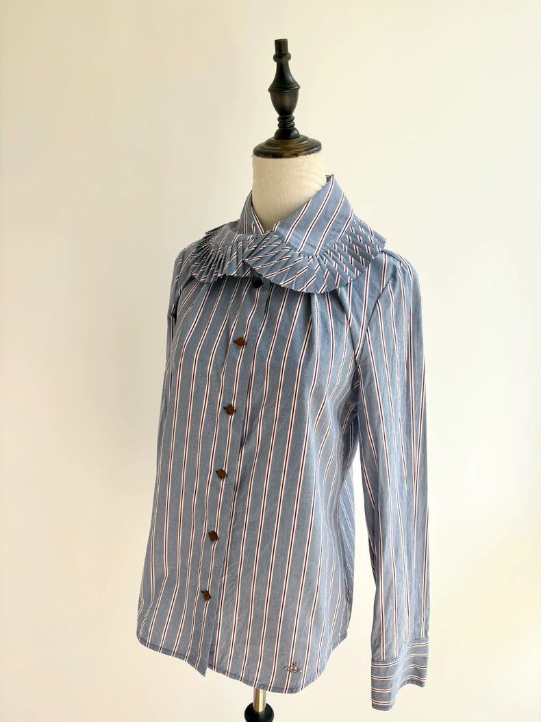 Other Vivienne Westwood size3 Blue striped yuanbao collar shirt Size M / US 6-8 / IT 42-44 - 2 Thumbnail