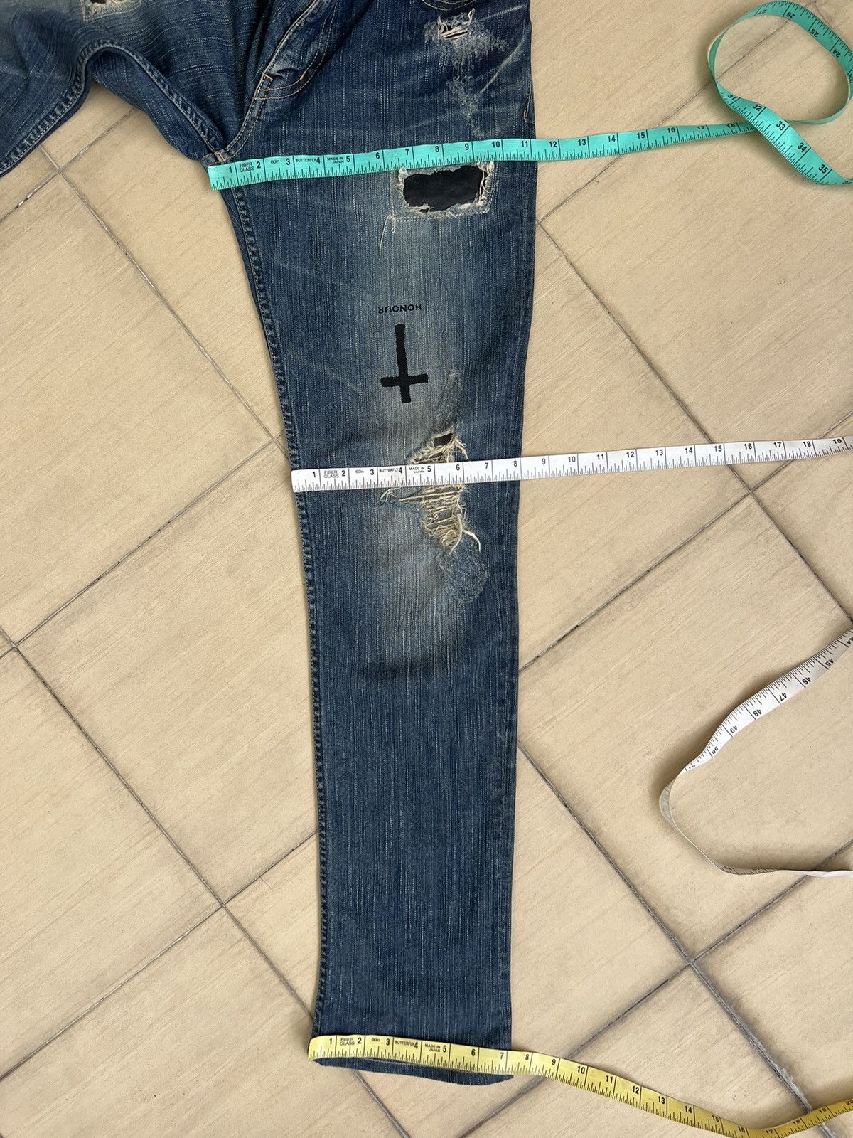 Le Grande Bleu (L.G.B.) L.G.B. Wolf Honour Rips Patchwork Stretch Denim Jeans Size US 31 - 4 Thumbnail