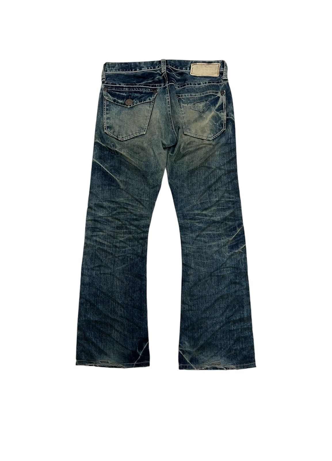 If Six Was Nine FLARED BLUE WAY CLAWMARK DISTRESSED DENIM PANT BOOTCUT JEANS Size US 32 / EU 48 - 11 Thumbnail