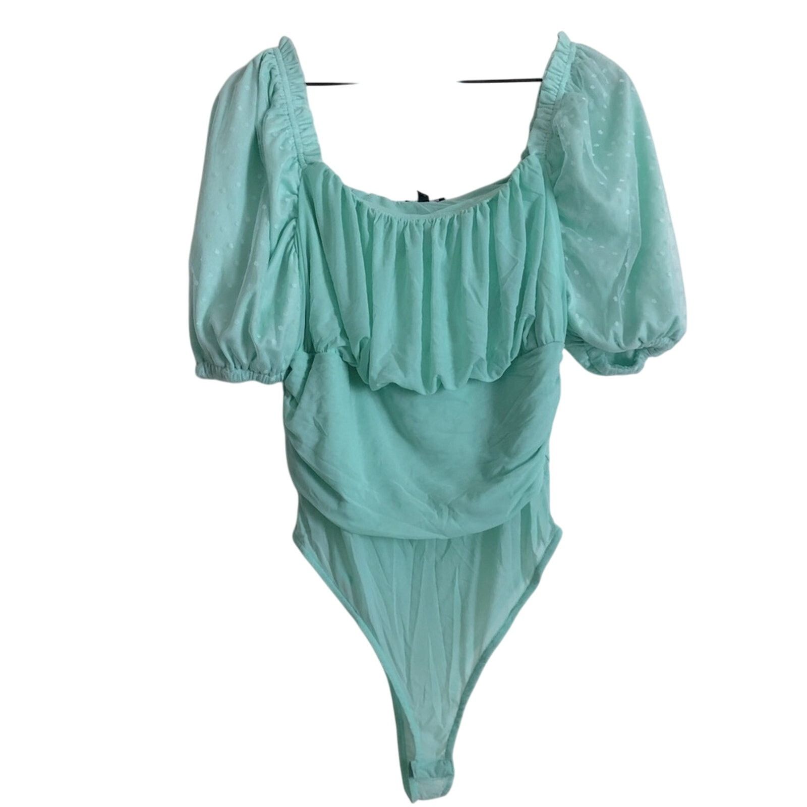 Other Fashion Nova Turquoise Ruffle Bodysuit One Piece Top Size XL / US 12-14 / IT 48-50 - 1 Thumbnail