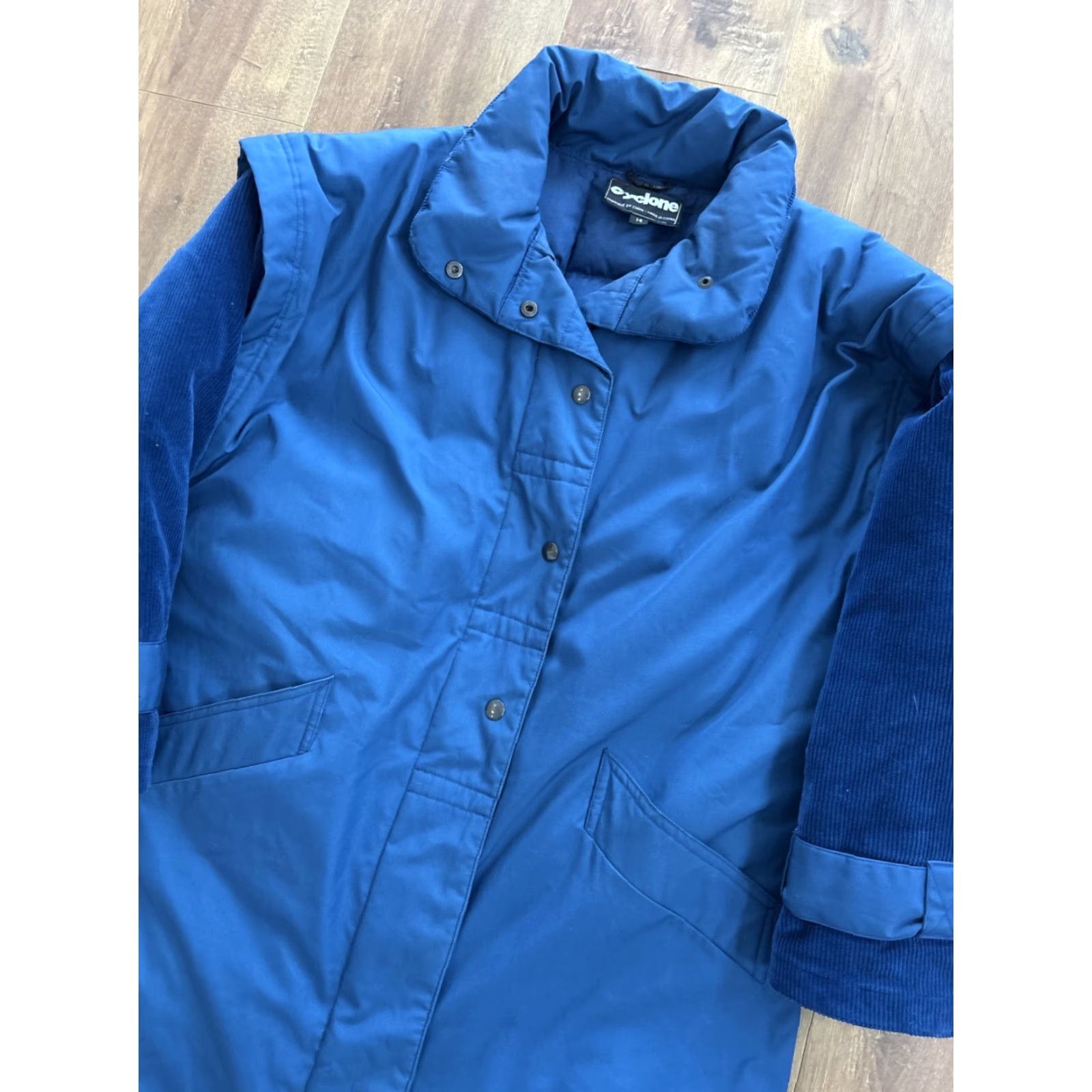 Vintage VINTAGE Cyclone Winter Puffer Jacket Coat Womens 14 Blue Down Trench Long Sleeve zip Snap Size XL / US 12-14 / IT 48-50 - 2 Thumbnail