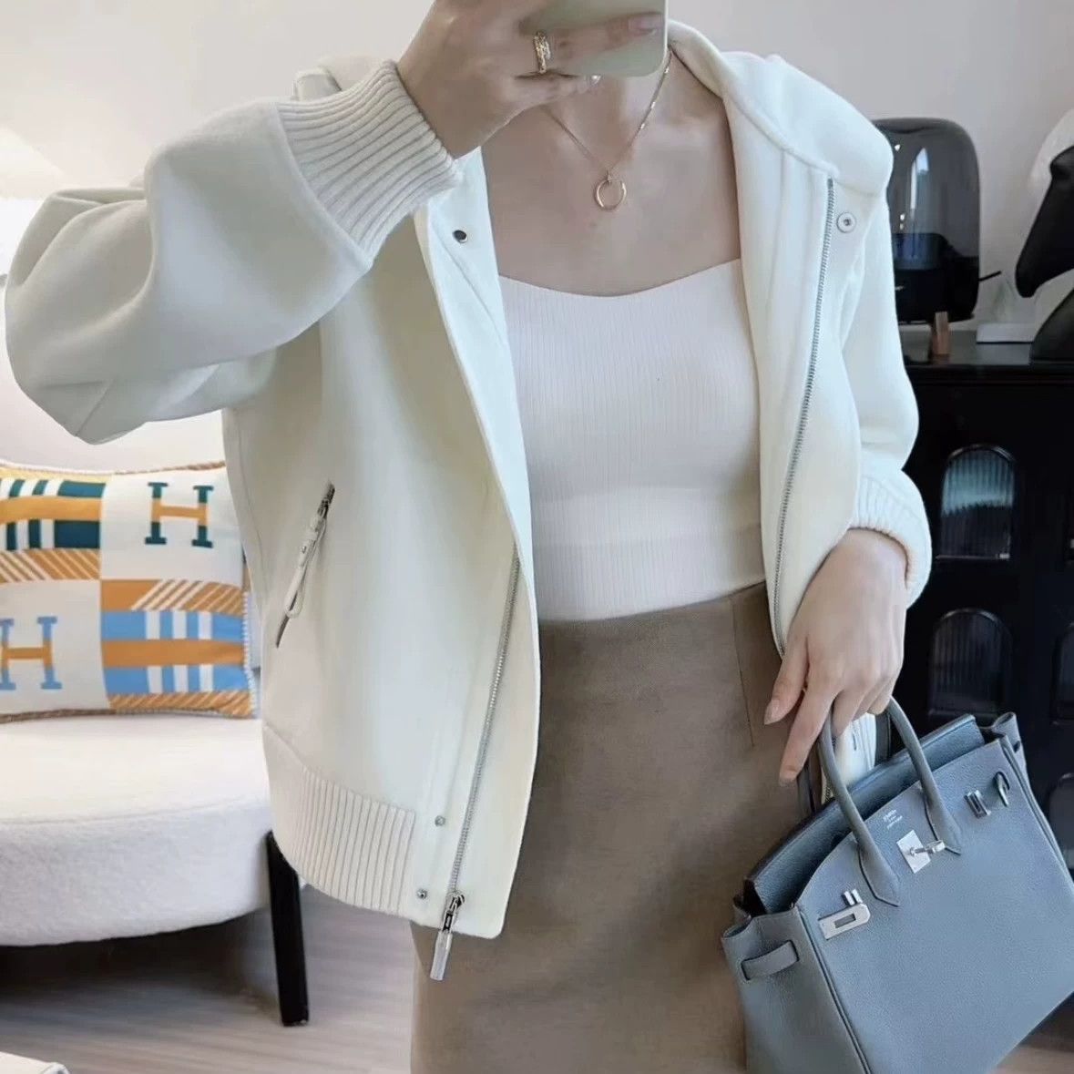 Hermes Hermes mar145 cashmere hooded zip jacket 38 Size S / US 4 / IT 40 - 6 Thumbnail