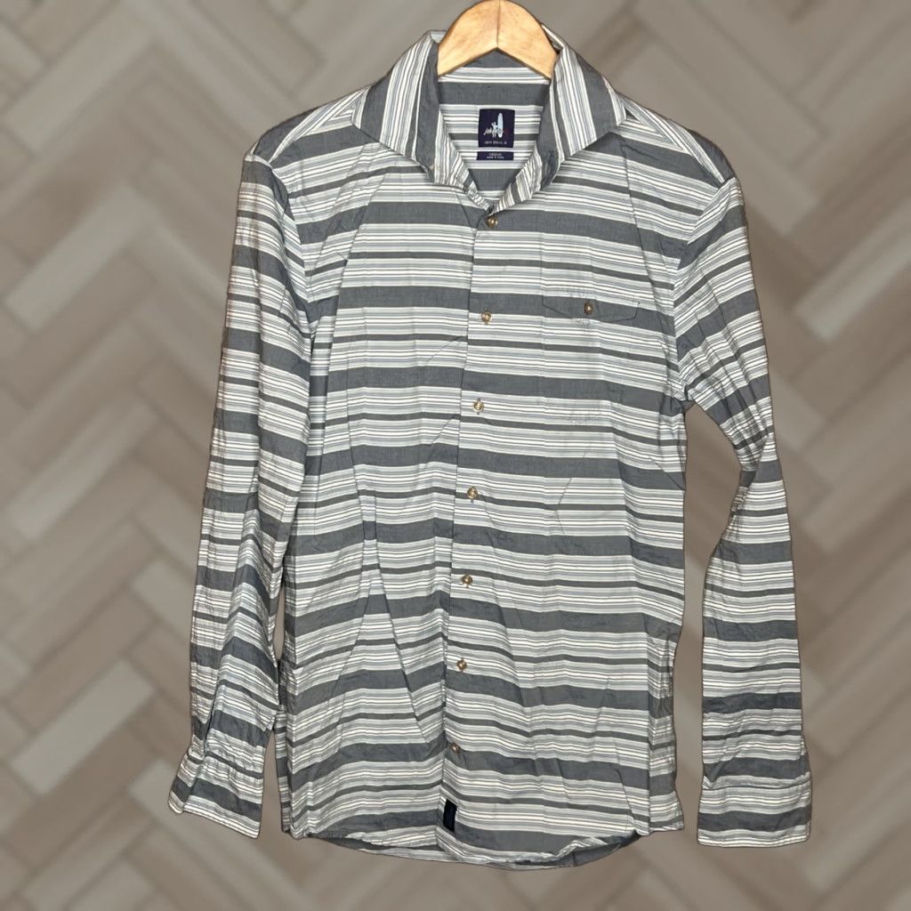 johnnie-O johnnie-O Shirt Mens M Blue Striped Button-Down Lightweight Polo Size US M / EU 48-50 / 2 - 1 Thumbnail