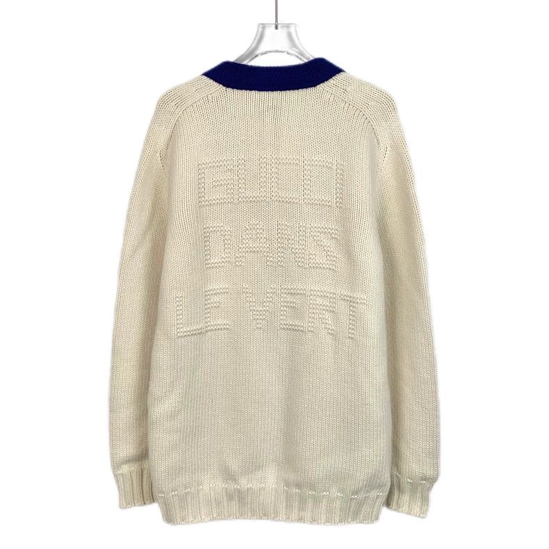 Gucci Gucci Beige rabbit embroidered wool V-neck long-sleeved kni Size US XS / EU 42 / 0 - 2 Thumbnail
