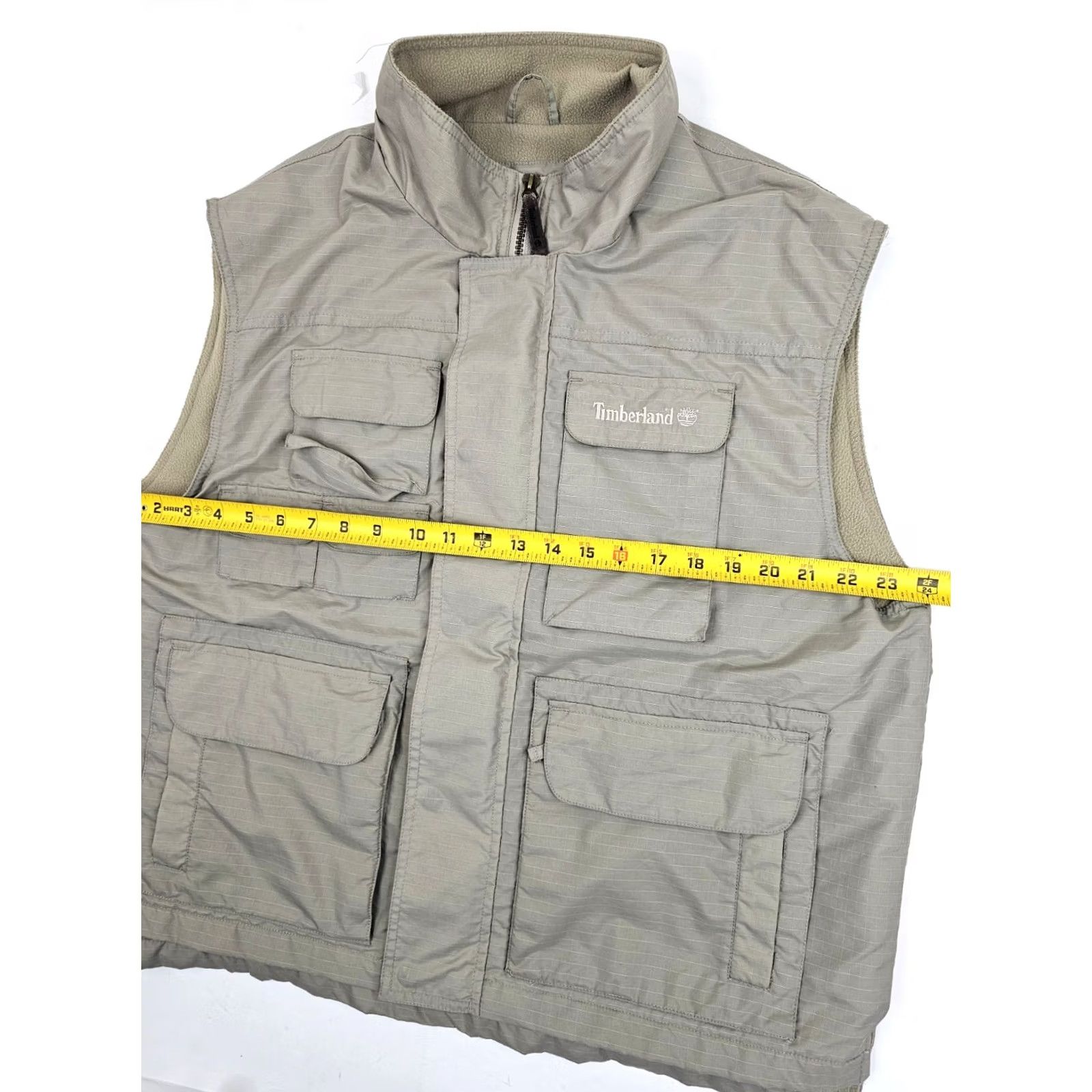 Timberland VINTAGE Timberland Weathergear Vest Men L Beige Fleece-Lined Ripstop 90s Shooting Full Zip Retro Workwear Size US L / EU 52-54 / 3 - 7 Thumbnail