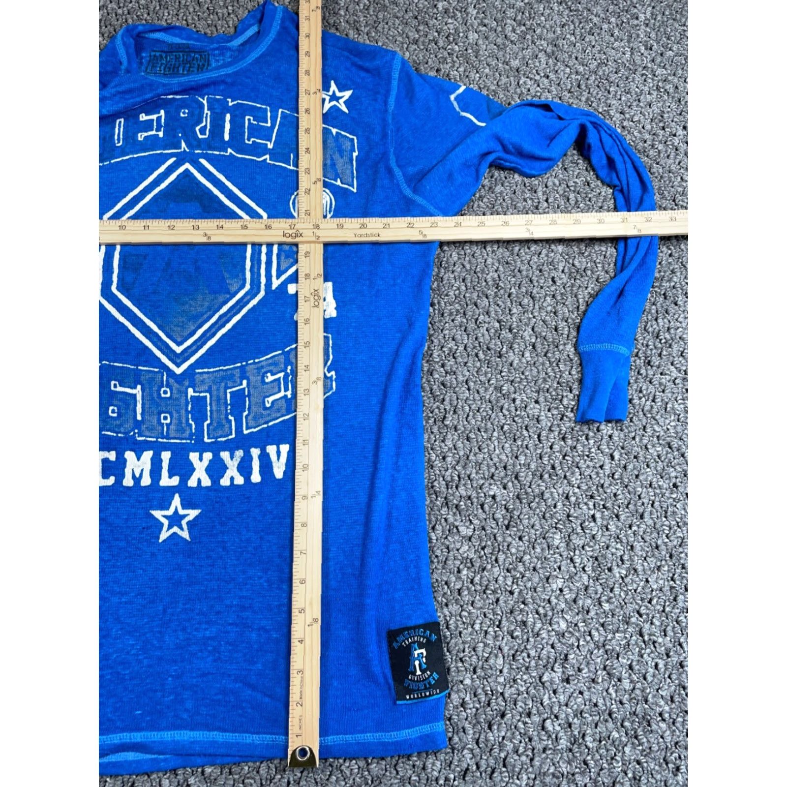 Vintage American Fighter Affliction Thermal Shirt 2XL Blue Waffle Knit MMA Y2K Adult Size US XXL / EU 58 / 5 - 5 Thumbnail