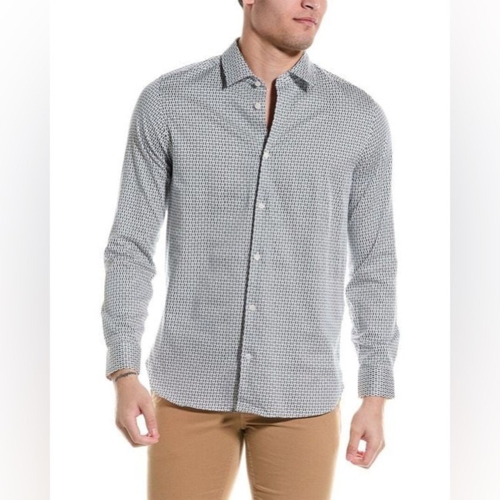 Ted Baker Ted Baker Men s Gray Conifur Circle Geo Printed Shirt 5 Grailed