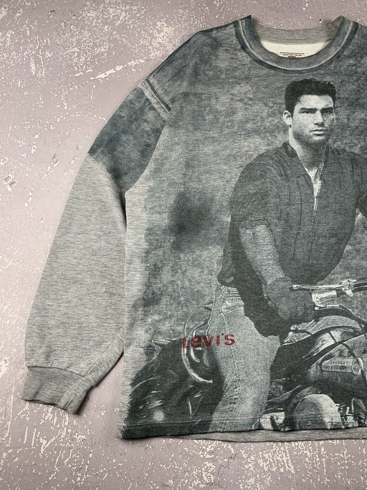 Levi's 80-90s Italy Levis Nick Kamen Moto All Over Print Sweatshirt Size US XL / EU 56 / 4 - 3 Thumbnail
