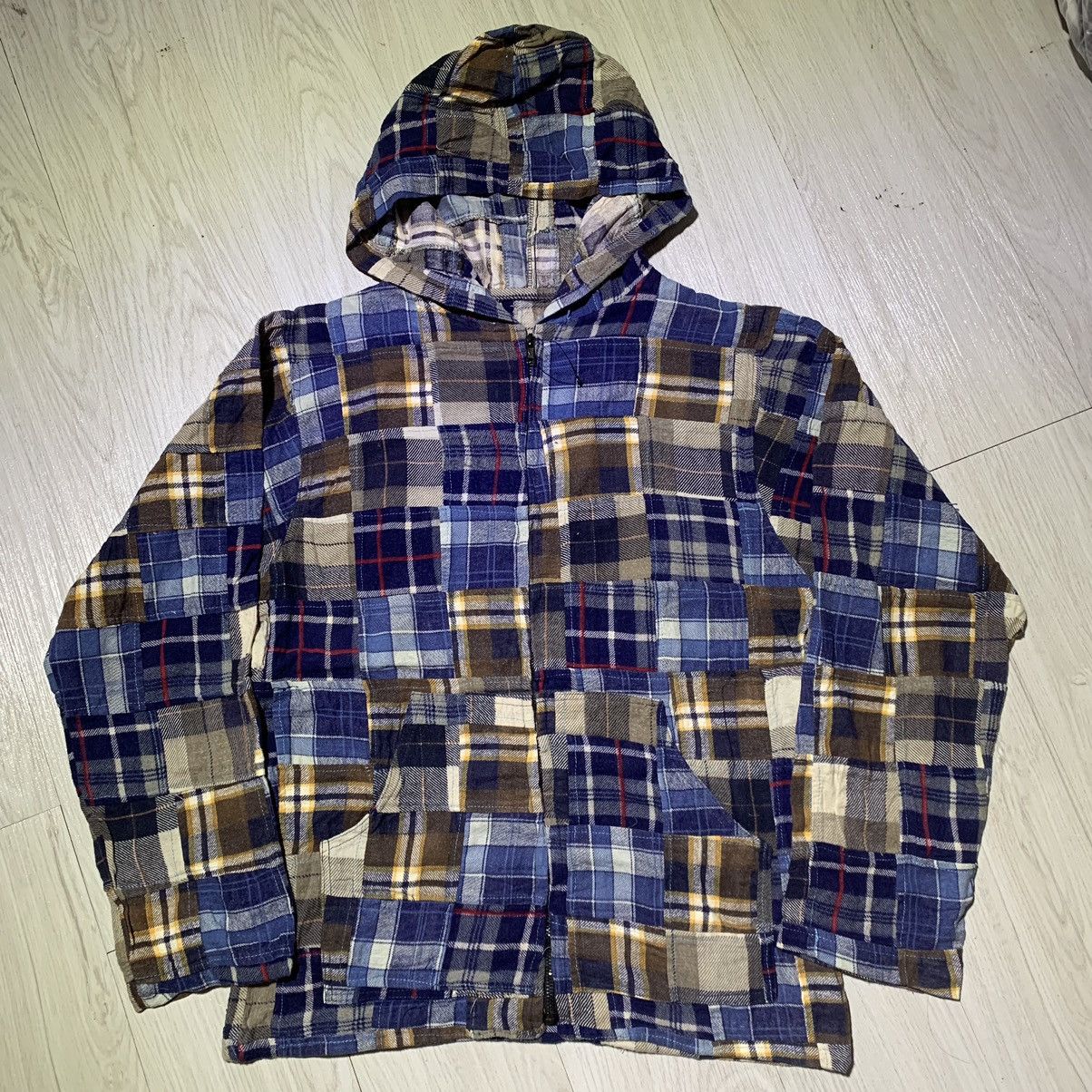 Vintage Vintage Patchwork Flannel Checked Zip Hoodie Size US L / EU 52-54 / 3 - 3 Thumbnail