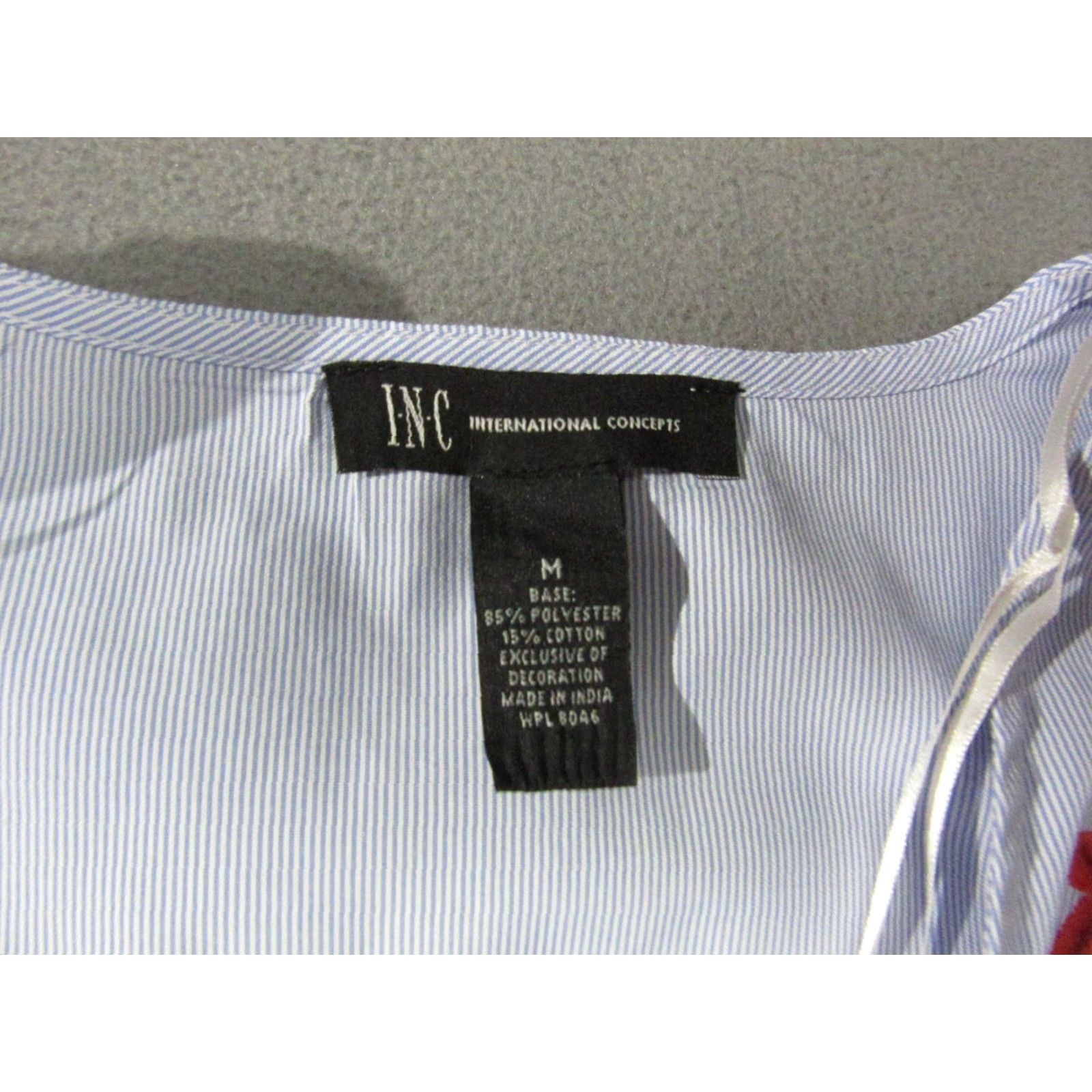 Vintage INC International Concepts Blouse Womens M Blue Red Floral Embroidered Size M / US 6-8 / IT 42-44 - 3 Thumbnail