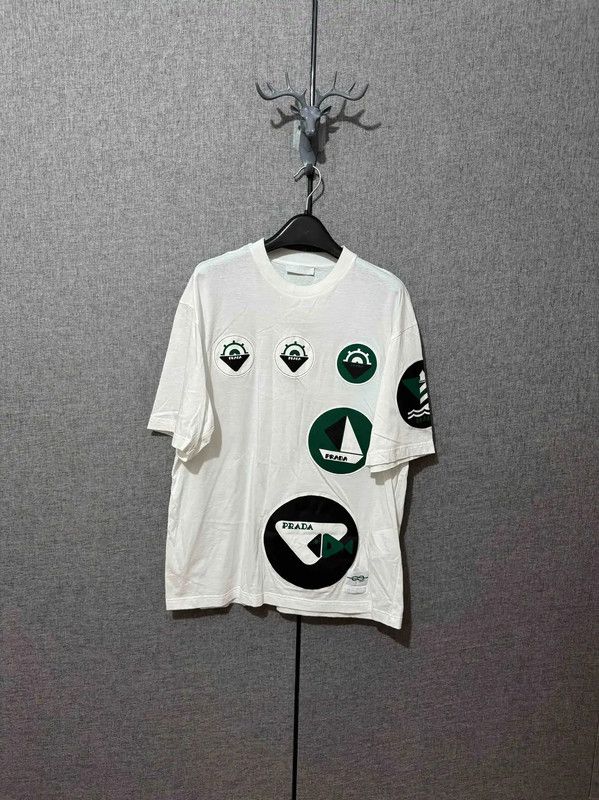 Prada Prada Men's White Embroidered Logo T-Shirt Size US M / EU 48-50 / 2 - 1 Thumbnail