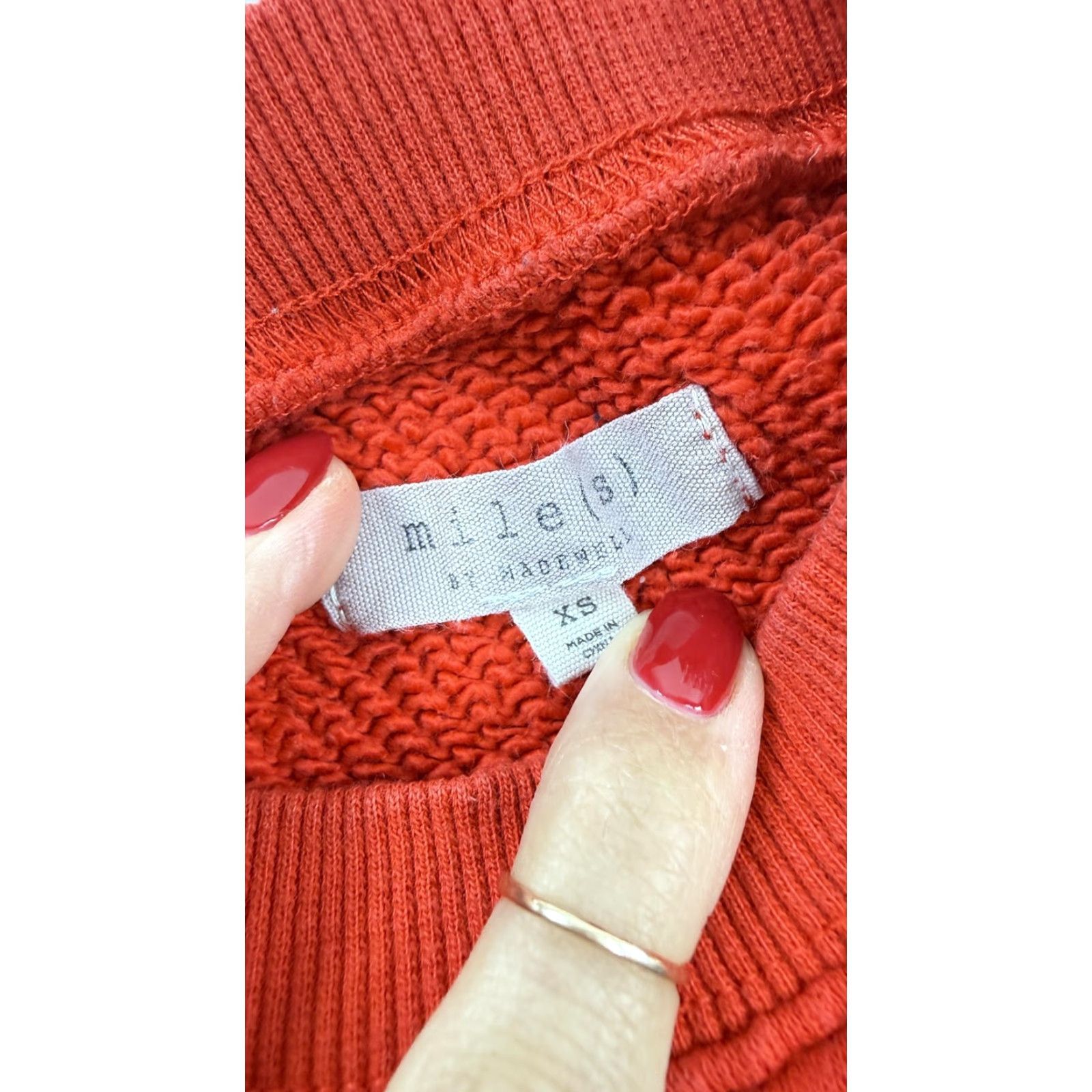 Madewell VINTAGE Madewell Sweater Womens XS Red Cropped Cotton Pullover Crewneck Mile(s) Hawaii Size XS / US 0-2 / IT 36-38 - 5 Thumbnail
