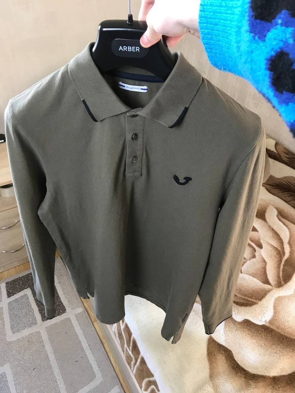Jacob Cohen 🔥 Jacob Cohen Slim Fit Long Sleeve Polo Shirt Olive Green Size US XL / EU 56 / 4 - 5 Thumbnail